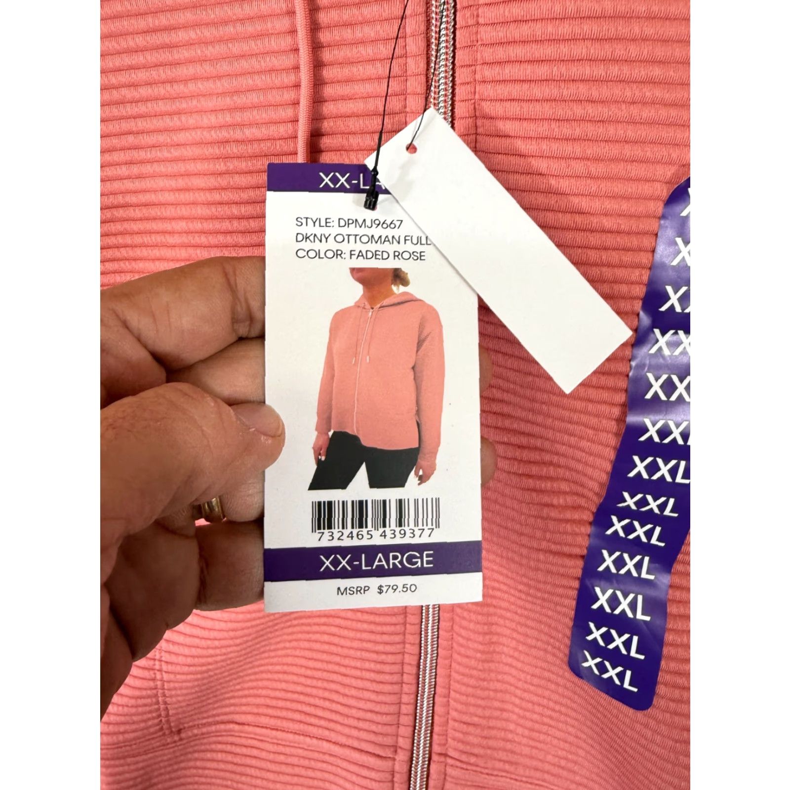 DKNY DKNY Ottoman Full Zip Hoodie Womens 2XL Faded Rose Ribbed Drawstring Outdoor NWT Shirt, Hoodie, DKNY, Women's, 2XL, Pink, Olive? Size XXL / US 16-18 / IT 52-54 - 5 Thumbnail