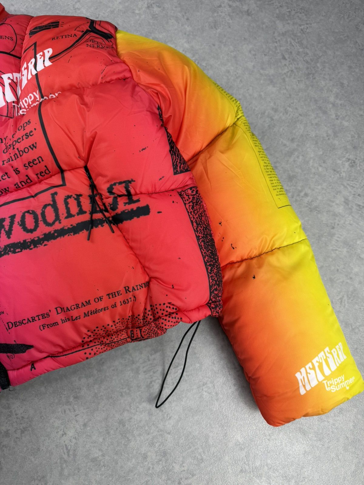 MSFTSrep Trippy Summer Rainbow Puffer Jacket Size L