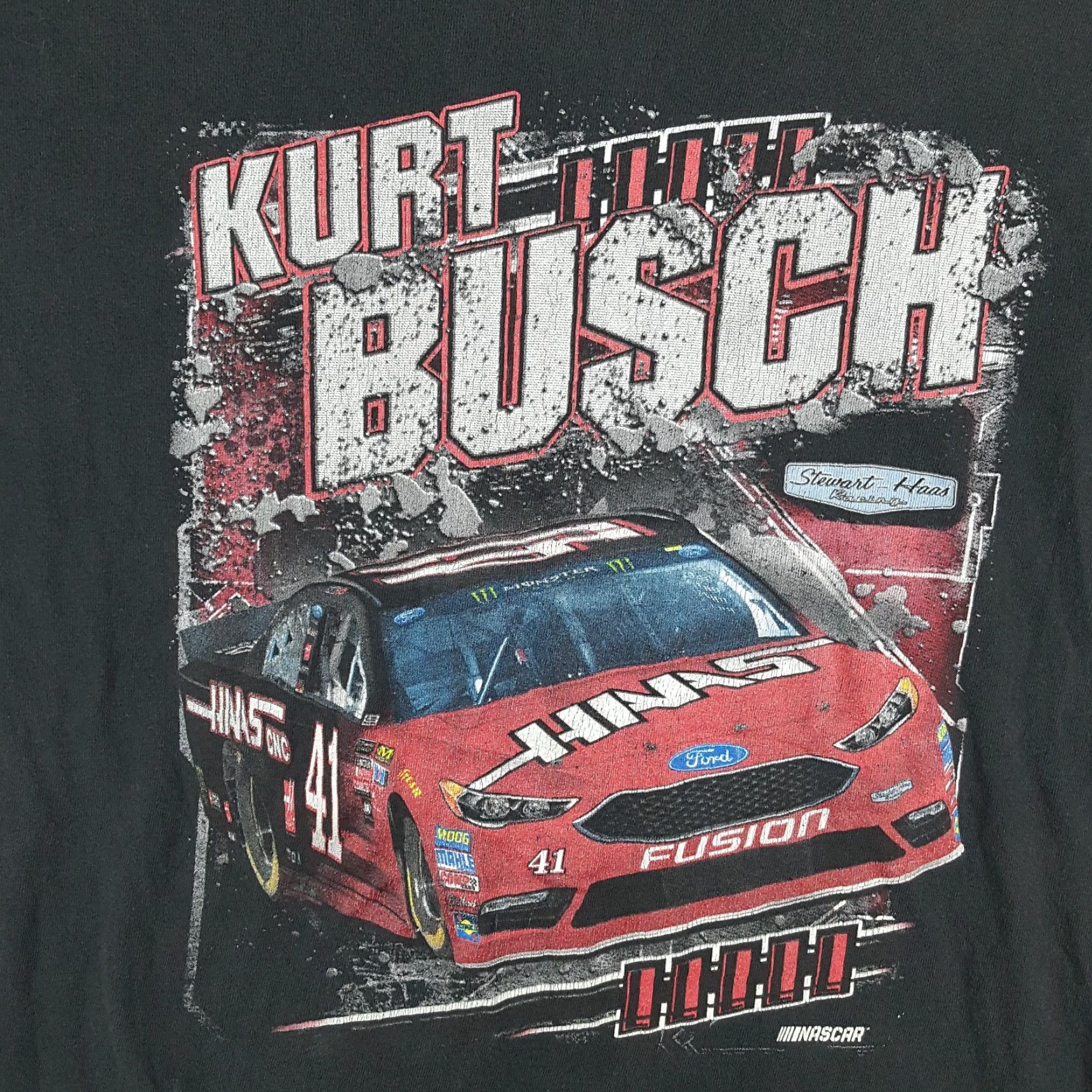 NASCAR Kurt Busch NASCAR Faded Black Short Sleeve Men's Large Car Racing T Shirt Grunge Size US L / EU 52-54 / 3 - 2 Thumbnail