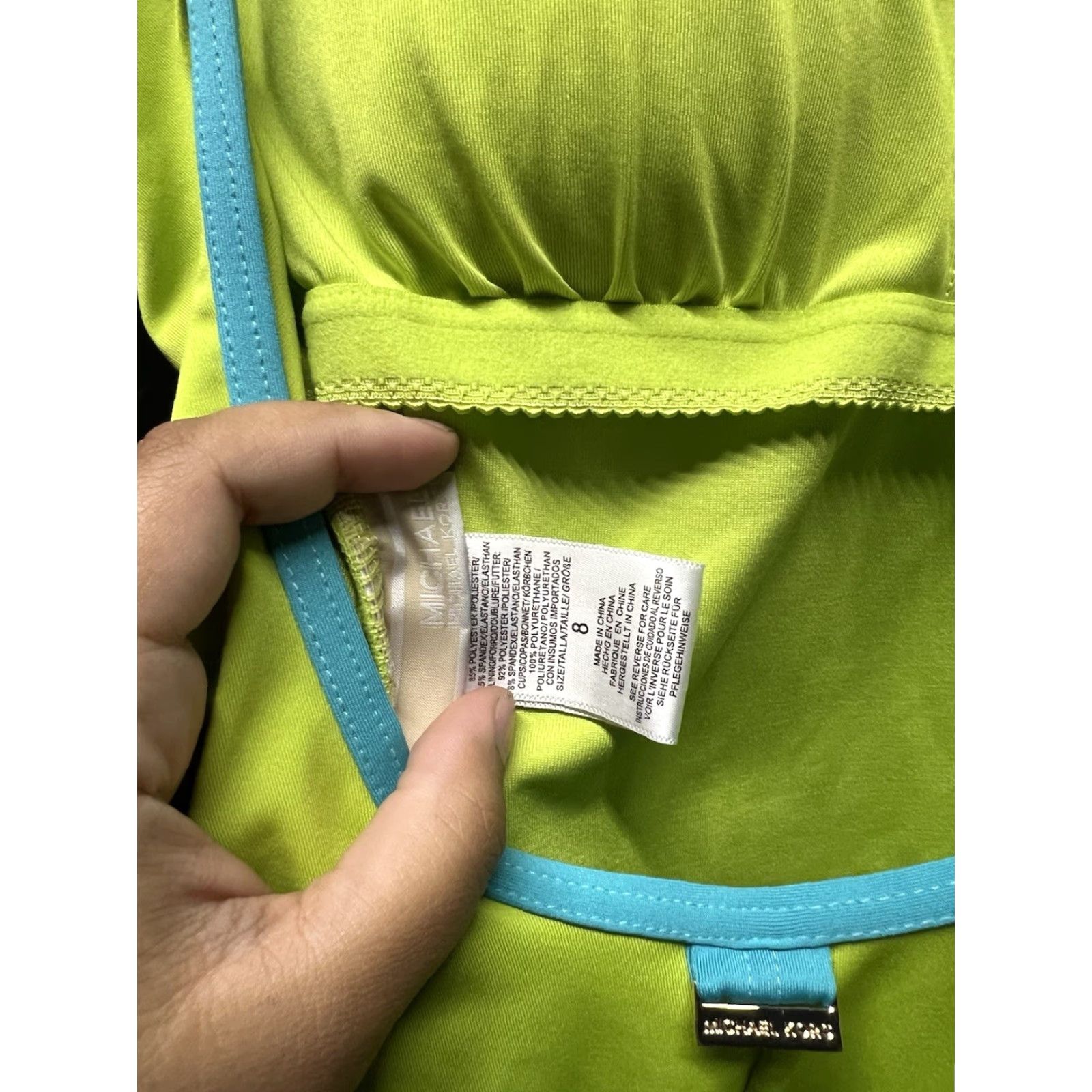 Michael Kors Michael Kors Swim One-Piece Slimming Women's 8 Green Blue Lime Green Swimsuit Size ONE SIZE - 3 Thumbnail