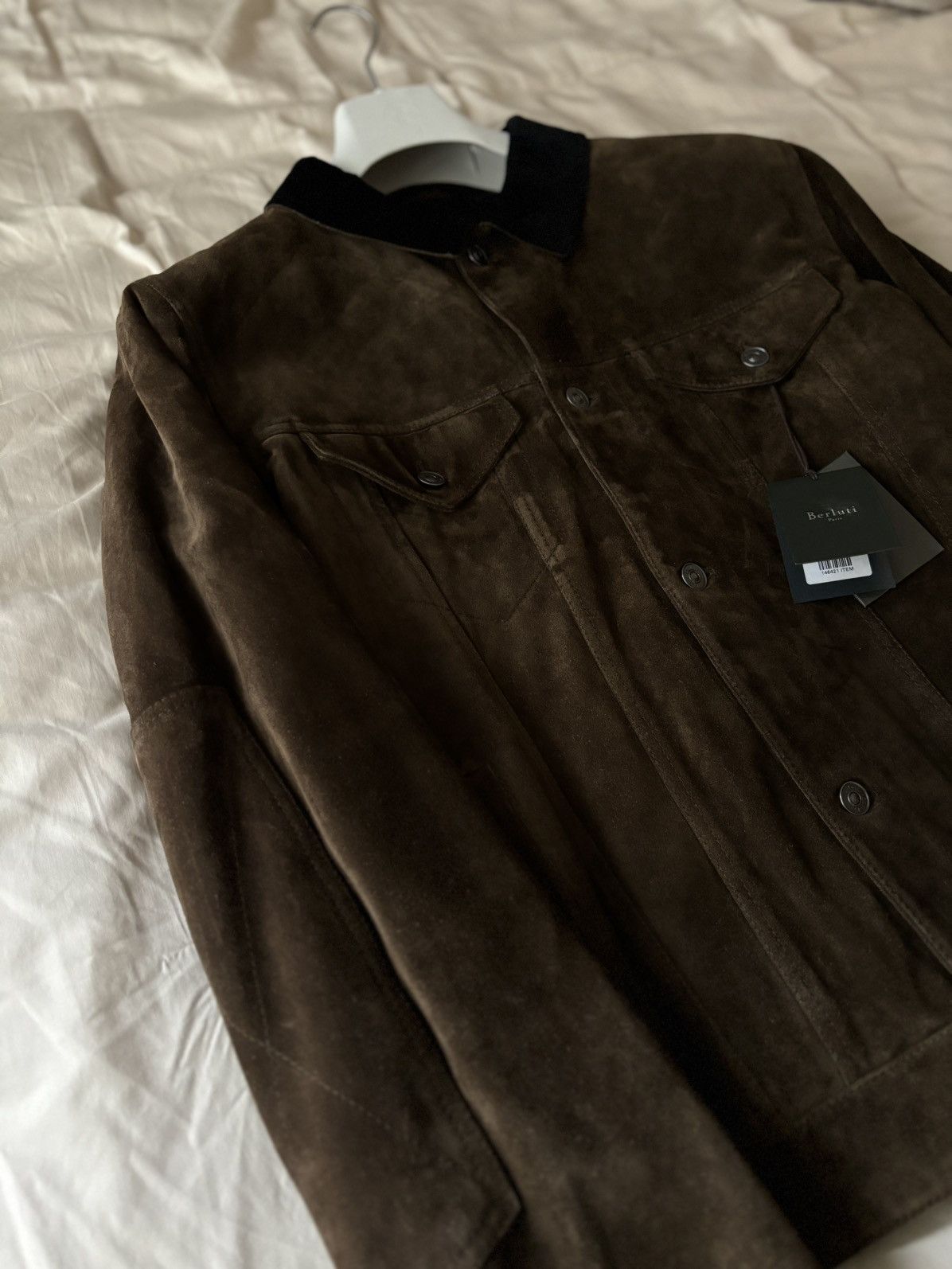 Berluti FW17 Brown Suede jacket with corduroy collar Size US XL / EU 56 / 4 - 3 Thumbnail