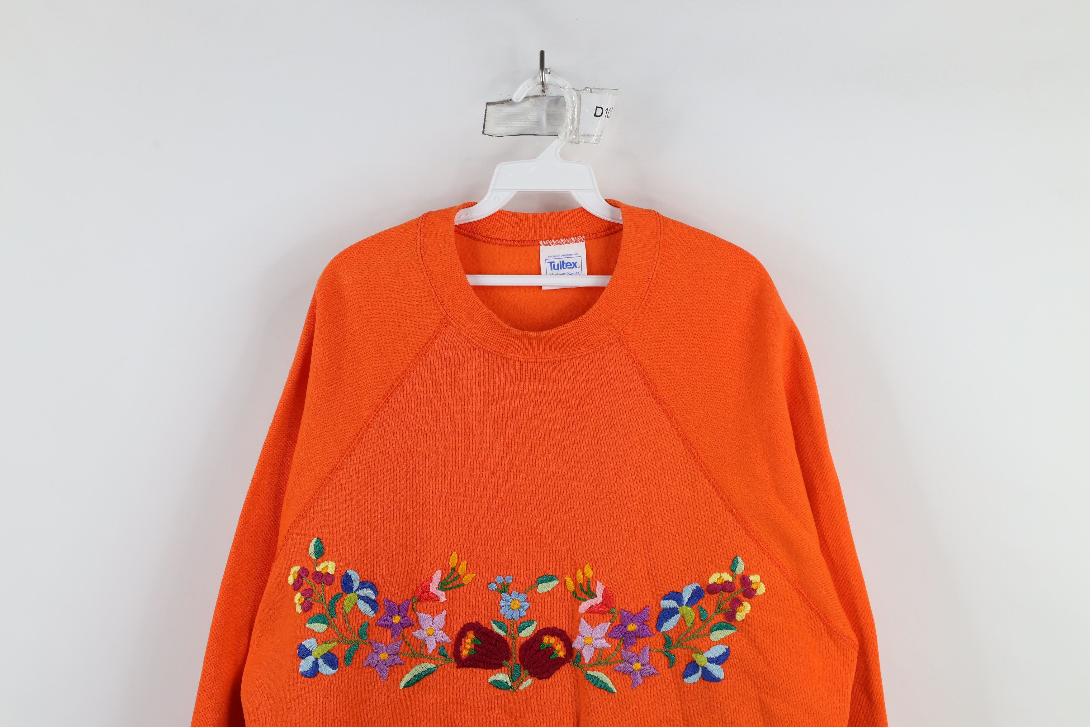 Vintage Vintage 90s Streetwear Embroidered Flower Sweatshirt USA Size XL / US 12-14 / IT 48-50 - 2 Thumbnail