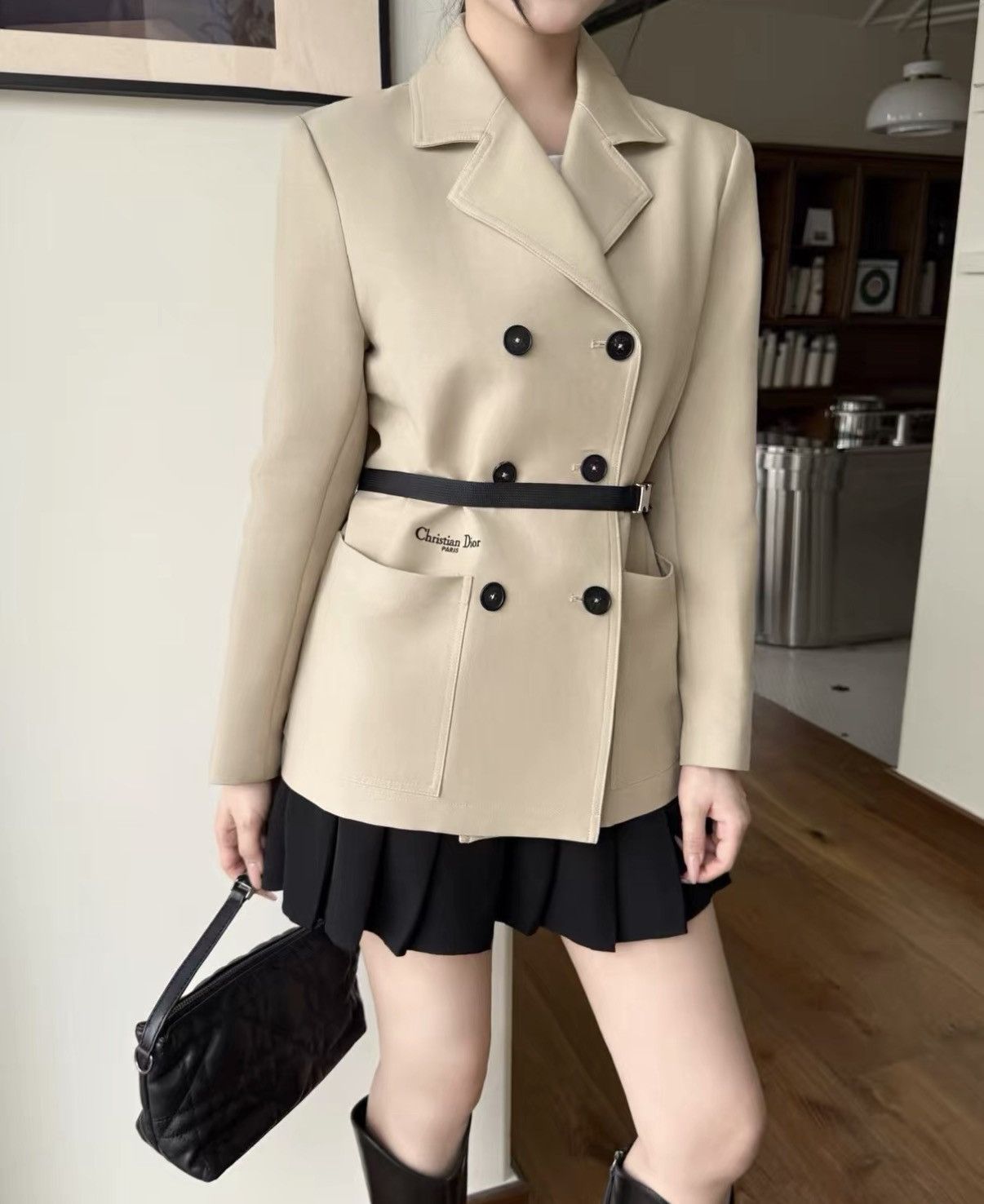 Dior Dior F40 Khaki Double-Breasted Blazer with Belt J33 Size S / US 4 / IT 40 - 7 Thumbnail