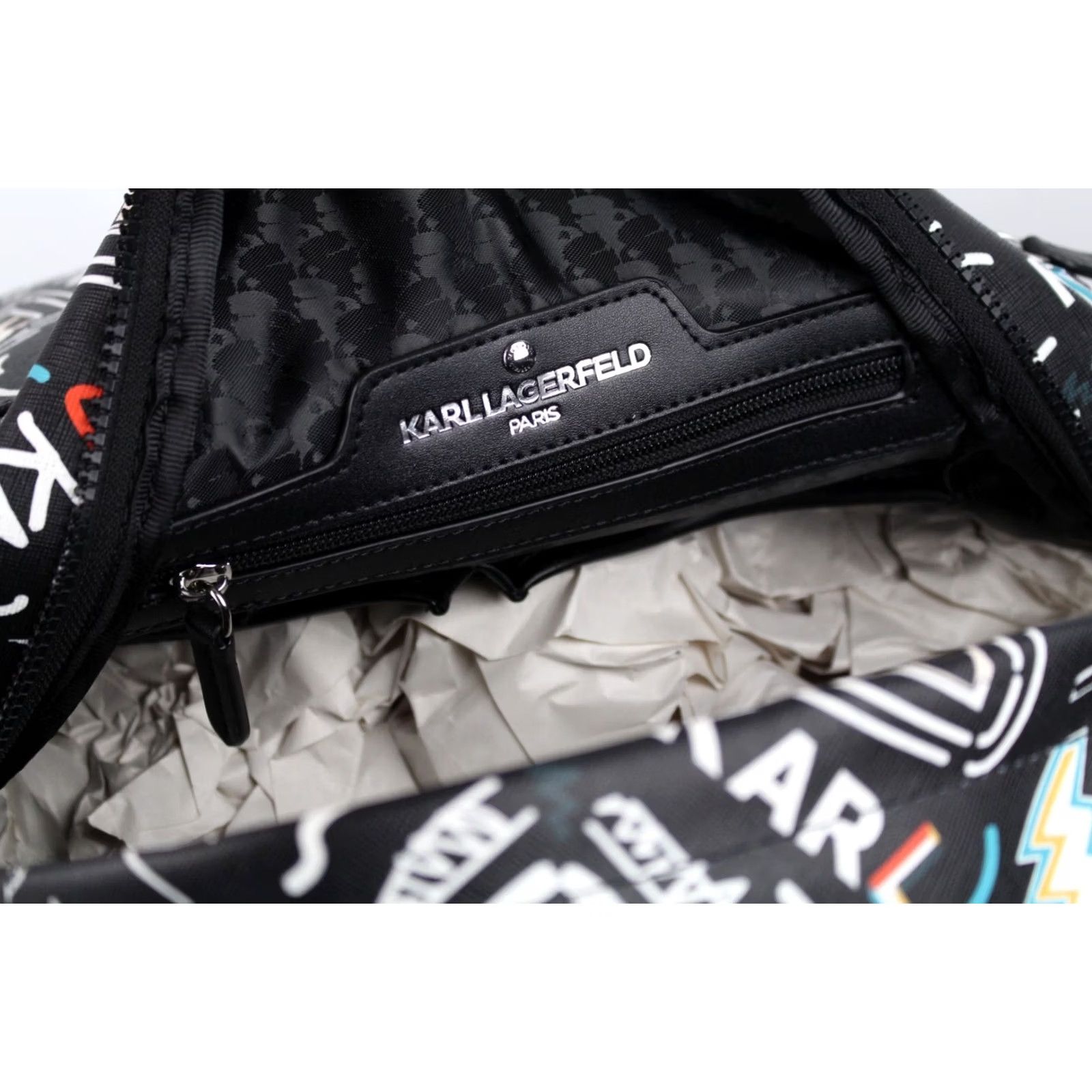 Karl Lagerfeld Karl Lagerfeld Backpack Paris Adele All Over Logo Black Laptop Sleeve LH3K45BD Size ONE SIZE - 7 Thumbnail