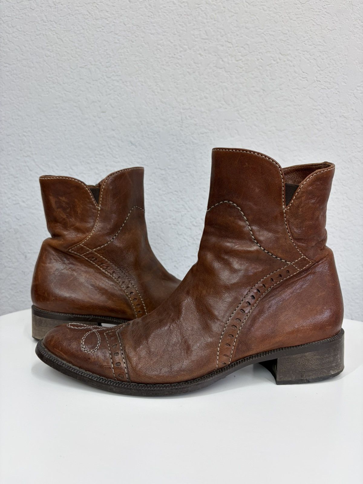 If Six Was Nine Vintage Y2K Guidi CCP Style Distressed Leather Biker Boots Size US 7 / EU 40 - 5 Thumbnail