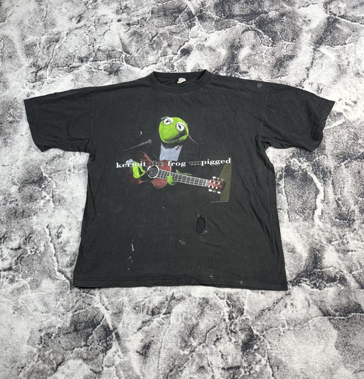 Band Tees Kermit The Frog Unplugged Tee Distressed Faded Black XXL Size US XXL / EU 58 / 5 - 1 Thumbnail