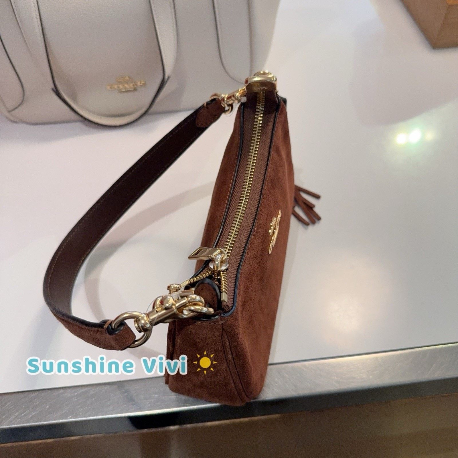 Coach NWT Coach Teri Mini Crossbody Bag CCE42 Suede Vintage Brown Size ONE SIZE - 3 Thumbnail