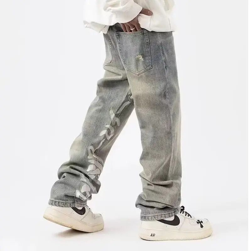 Japanese Brand Retro zipper loose straight leg jeans Size US 32 / EU 48 - 5 Thumbnail