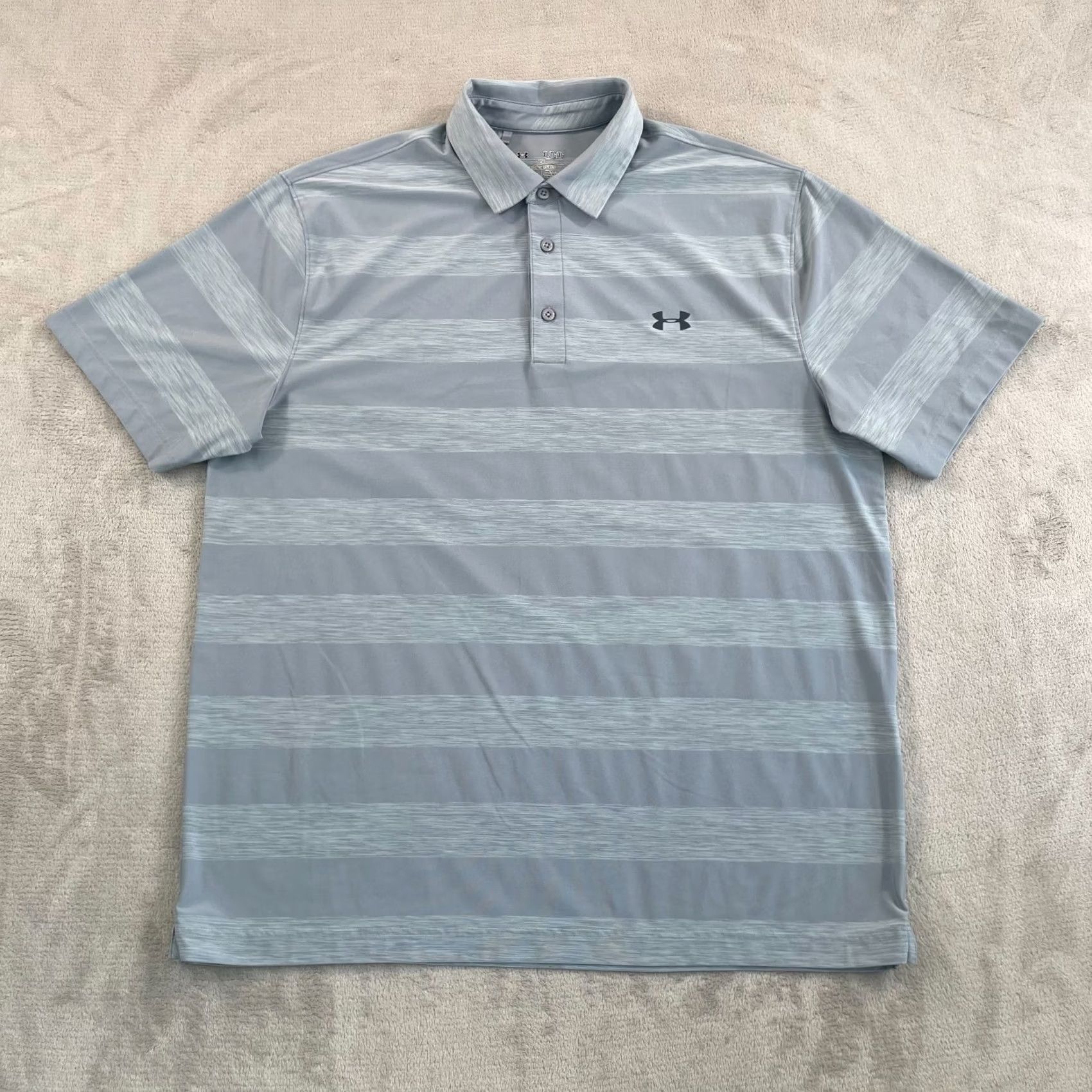 Under Armour Under Armour HeatGear Golf Polo Shirt Men XL Grey Striped Performance Loose Fit Size US XL / EU 56 / 4 - 4 Thumbnail