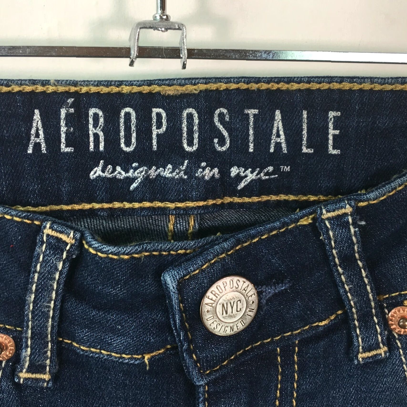 Vintage Aéropostale Jeans Skinny Denim 6 Short Woman Blue 28" Inseam 5-Pocket Regular Rise Jeans Womens Size 28" / US 6 / IT 42 - 7 Thumbnail