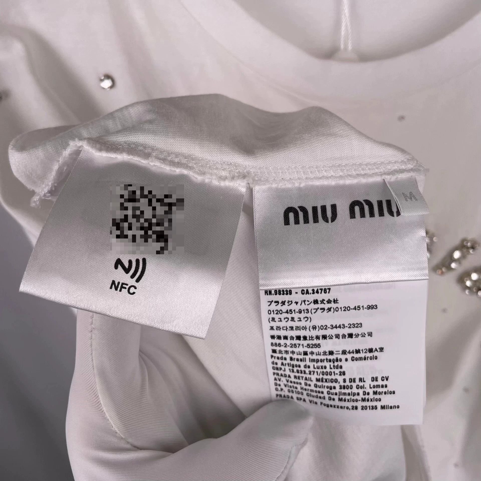 Miu Miu MIU MIU Cotton Crystal Short Sleeve White 170 Size M / US 6-8 / IT 42-44 - 5 Thumbnail