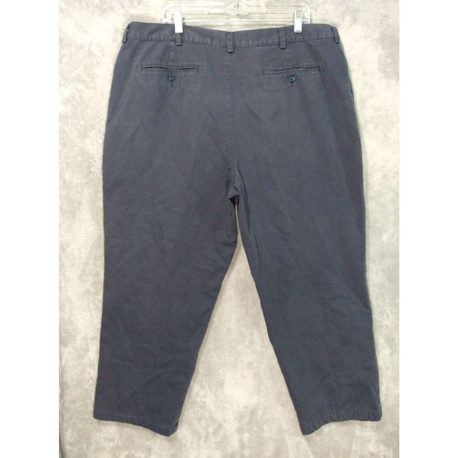 Vintage LL Bean Pants Mens 42x27 Gray Chino Flat Front Lined Tapered Pocket Slash 27 In Inseam 42 Waist Regular 100% Cotton Casual Travel Mens Size US 42 / EU 58 - 2 Thumbnail