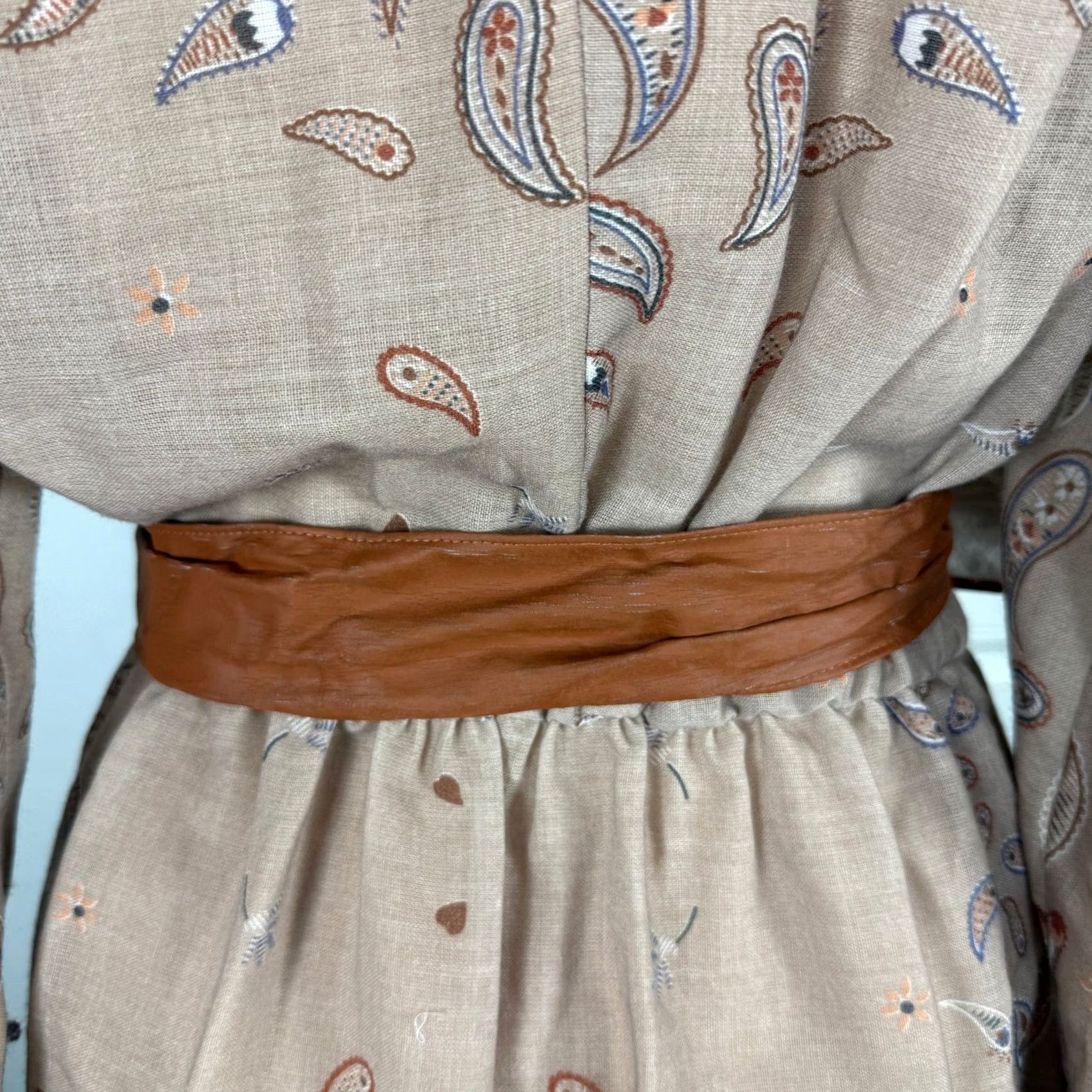 Vintage VINTAGE Willie of California Dress Womens 70s Wool Polyester Floral Knee Length Knit Belt Brown 70s Women S Long Sleeve Crew Neck Button Shirt Dress Size S / US 4 / IT 40 - 7 Thumbnail
