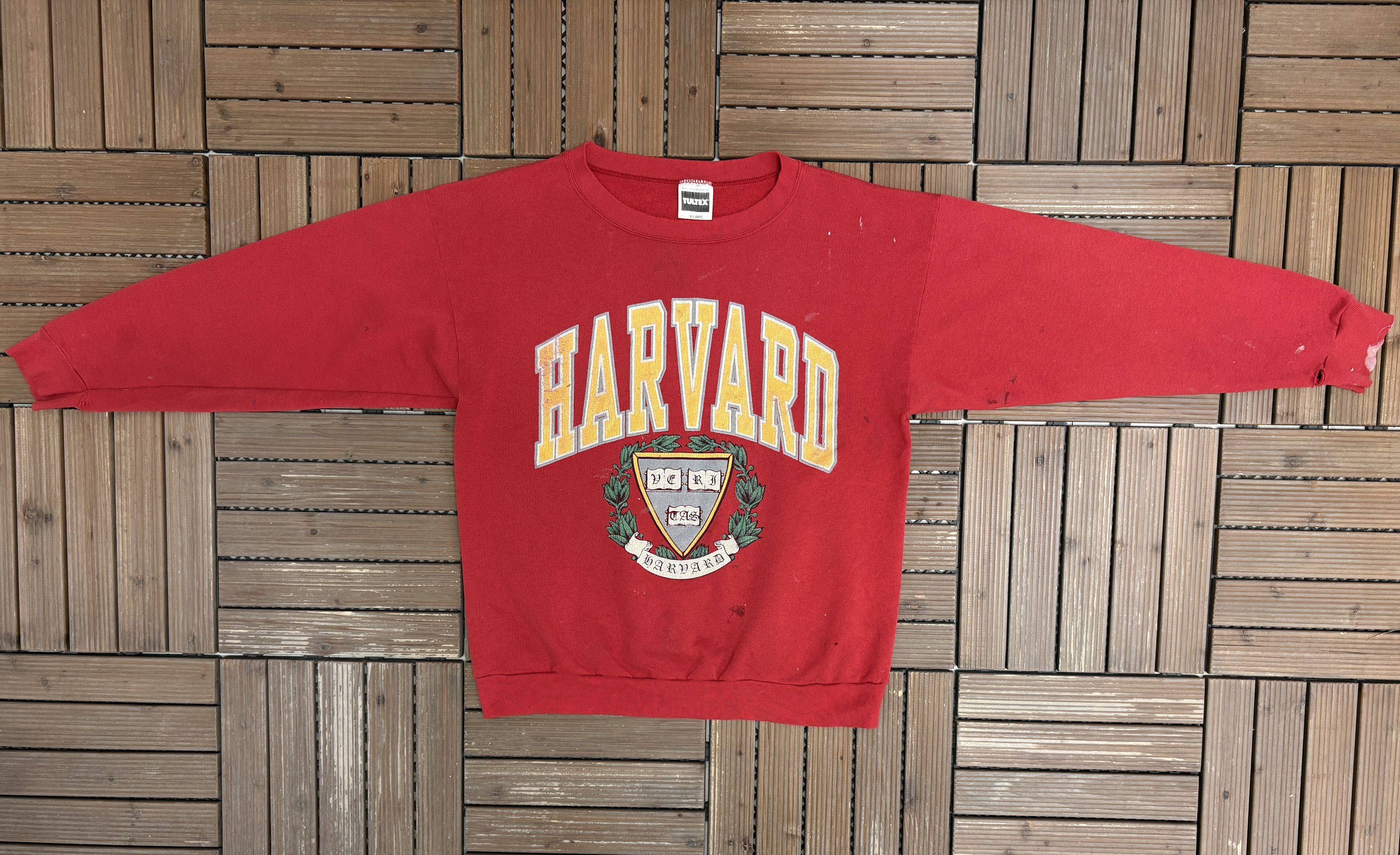 Vintage Harvard Crimson Vintage Red Distressed Sweater Crewneck Size US XL / EU 56 / 4 - 4 Thumbnail