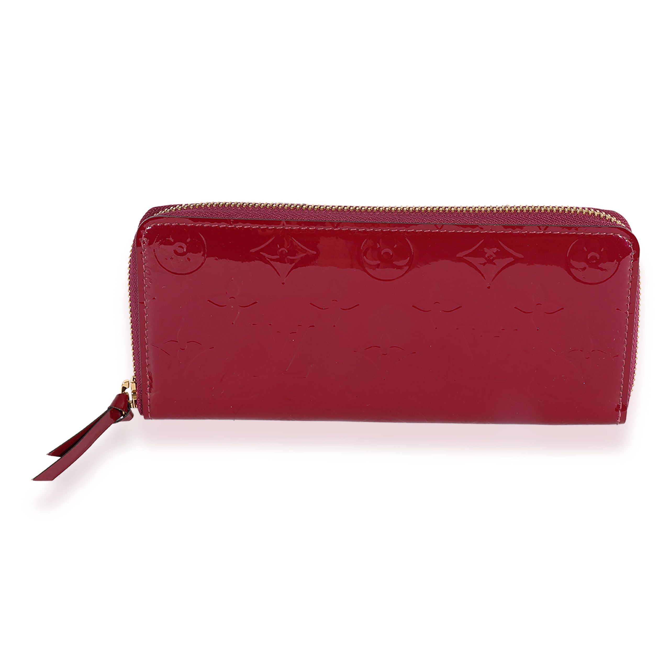 image of Louis Vuitton Magenta Monogram Vernis Clémence Wallet in Red, Women's
