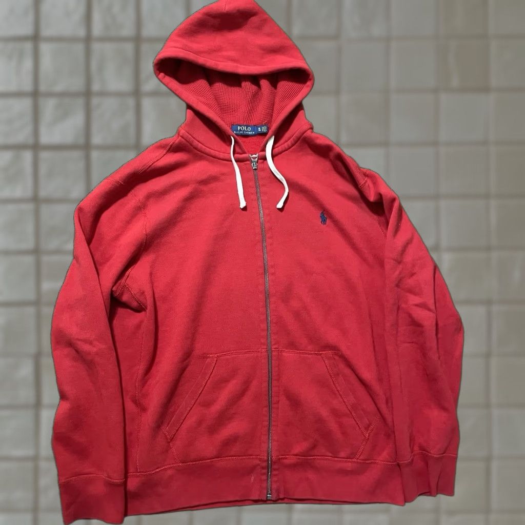 Polo Ralph Lauren Hoodie Adult XL Red Fleece Thermal Full Zip