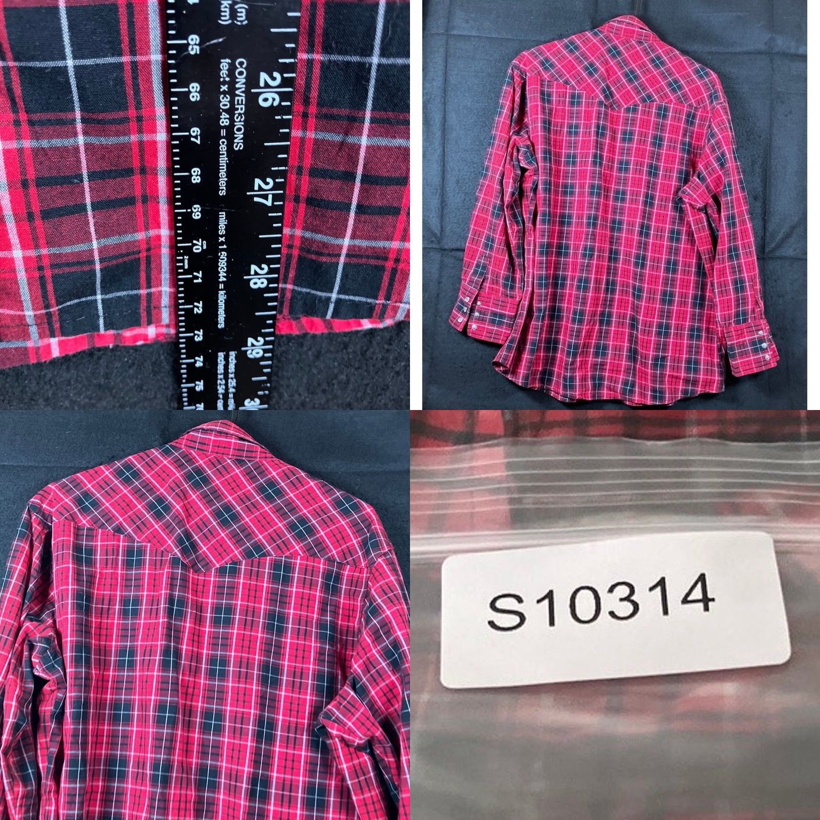 Wrangler Wrangler Shirt Red Black Plaid Pearl Snap Long Sleeve Western Medium Mens Shirt Size US M / EU 48-50 / 2 - 8 Thumbnail