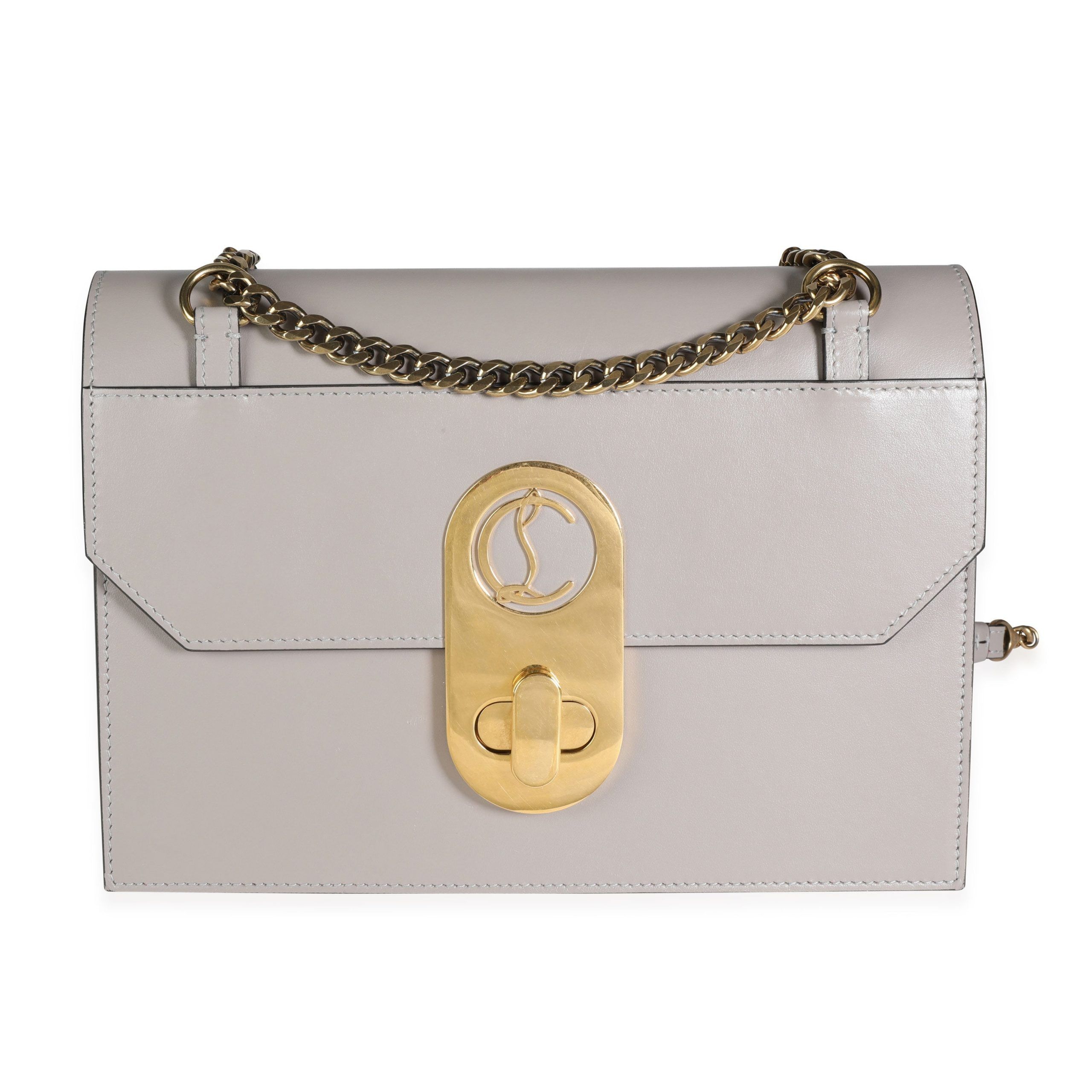 image of Christian Louboutin Fume Calfskin Leather Large Elisa Shoulder Bag in Brown, Women's