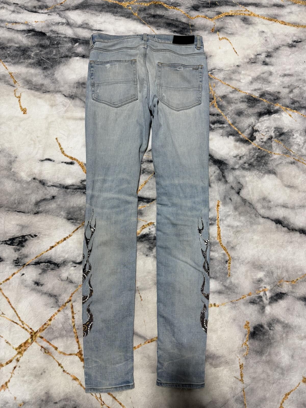 Amiri Amiri Aged Black Flames Indigo Denim - Sz30 Size US 30 / EU 46 - 3 Thumbnail