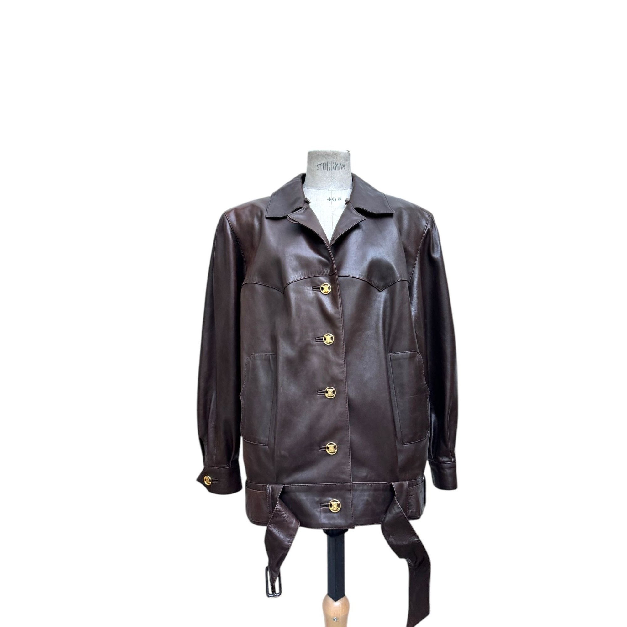Hermes Brown Leather Belted Jacket Size L / US 10 / IT 46 - 1 Thumbnail
