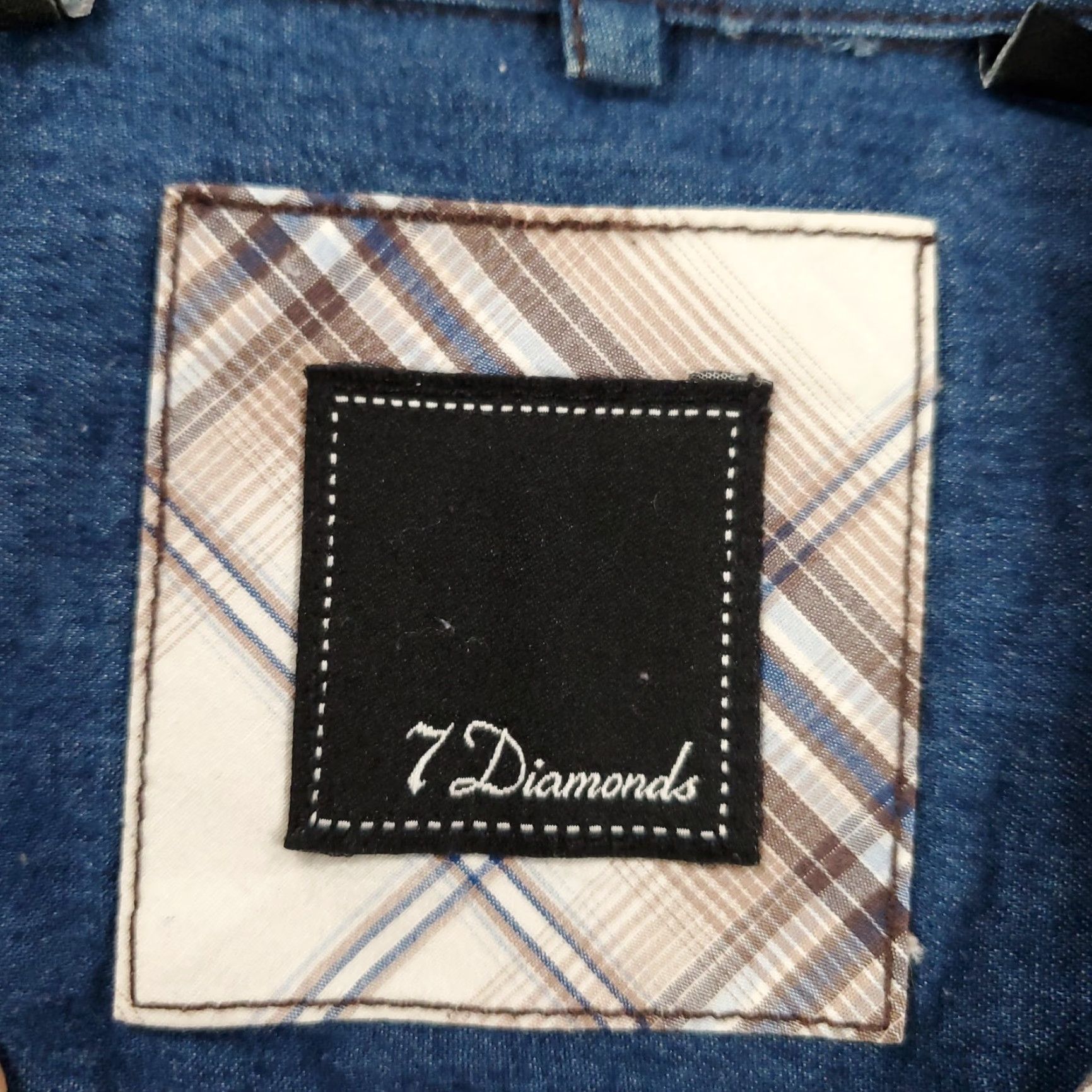 Vintage 7 Diamonds Shirt Mens XL Blue White Brown Plaid Button Up Long Sleeve Cotton Size US XL / EU 56 / 4 - 7 Thumbnail