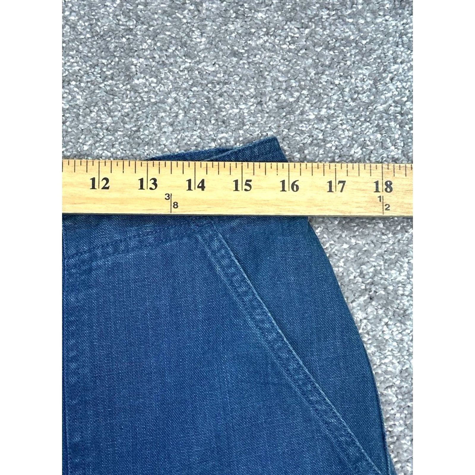 Ralph Lauren Lauren Ralph Lauren Womens Blue Cotton Denim Cropped Pants Wide Leg Size 12 Y2k Size 34" / US 12 / IT 48 - 3 Thumbnail