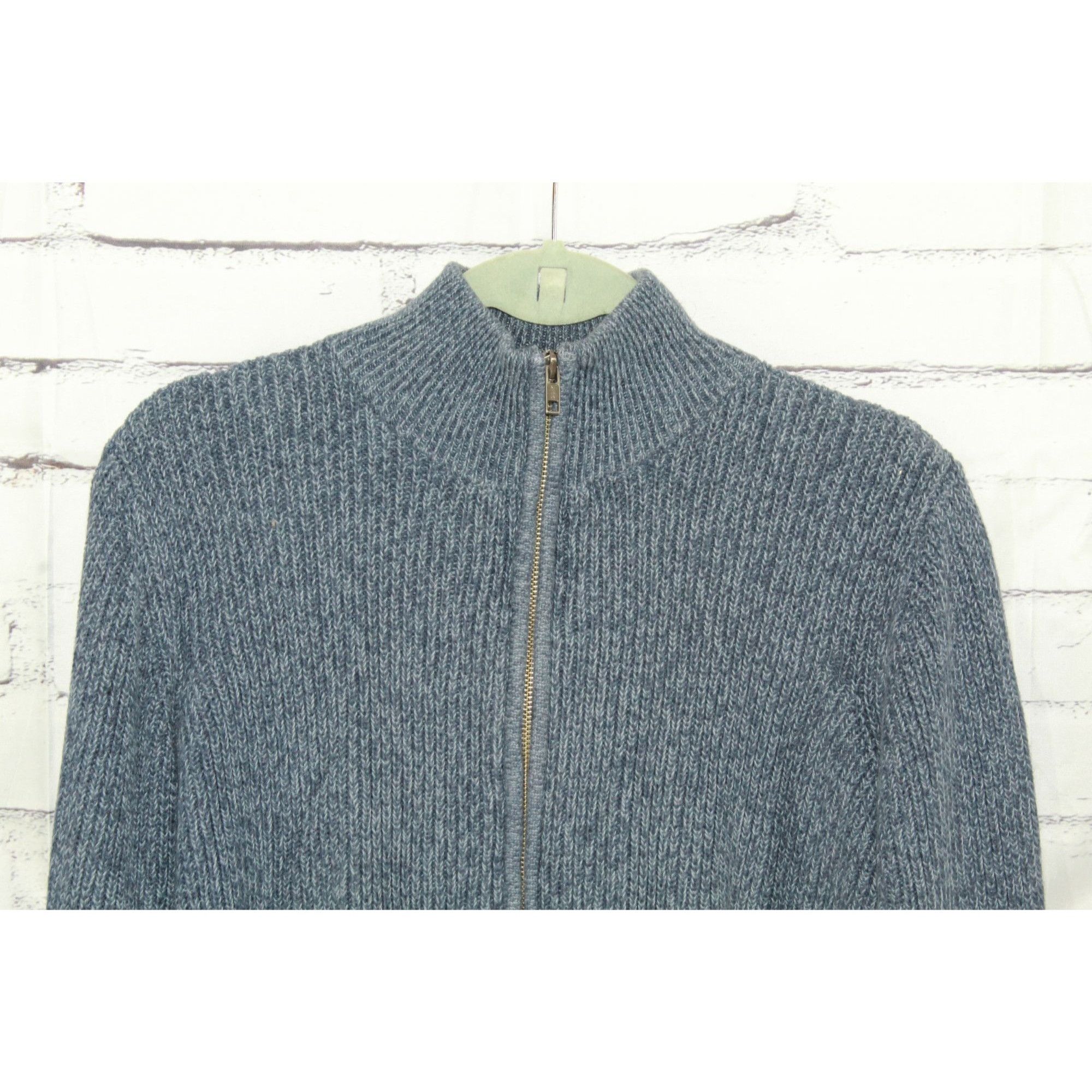 L.L. Bean LL Bean Men's Heather Blue Fisherman Knit Full Zip Sweater S Size US L / EU 52-54 / 3 - 9 Thumbnail