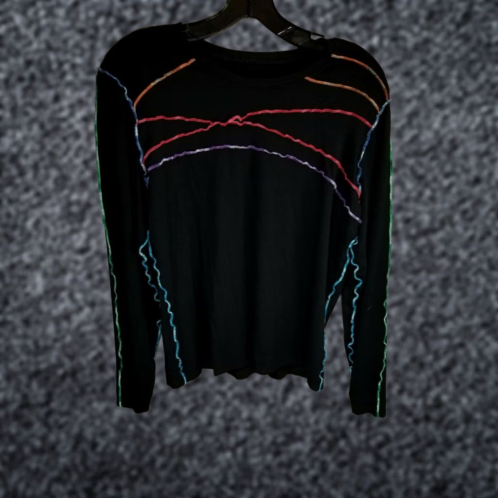 Vintage Kirke Womens Crew Neck Stretch Long Sleeve T-Shirt Top Small Black Size S / US 4 / IT 40 - 1 Thumbnail