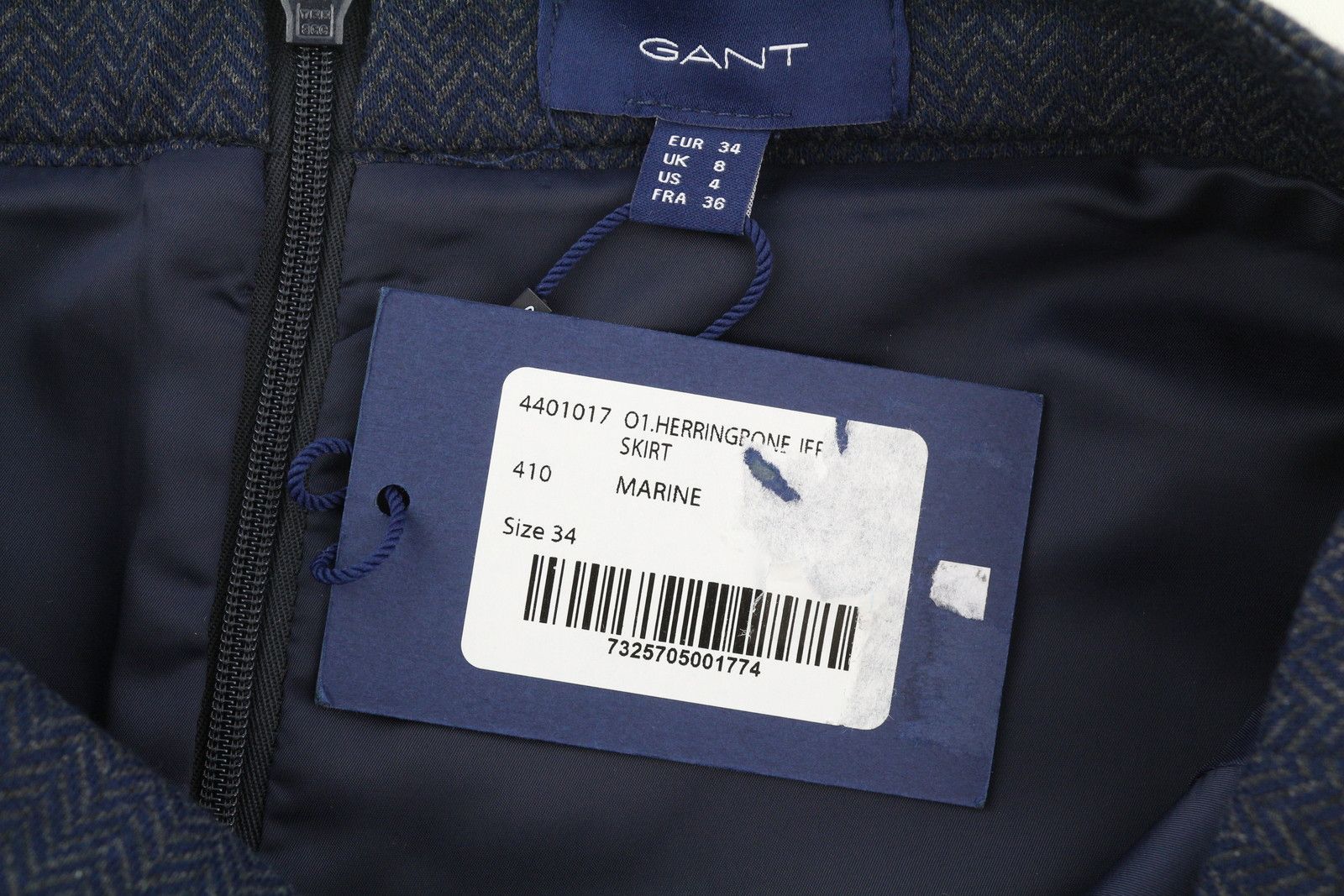 Gant HERRINGBONE EU34 Blue Pockets Zip Fly Skirt 85178 Size 26" / US 2 / IT 38 - 6 Thumbnail