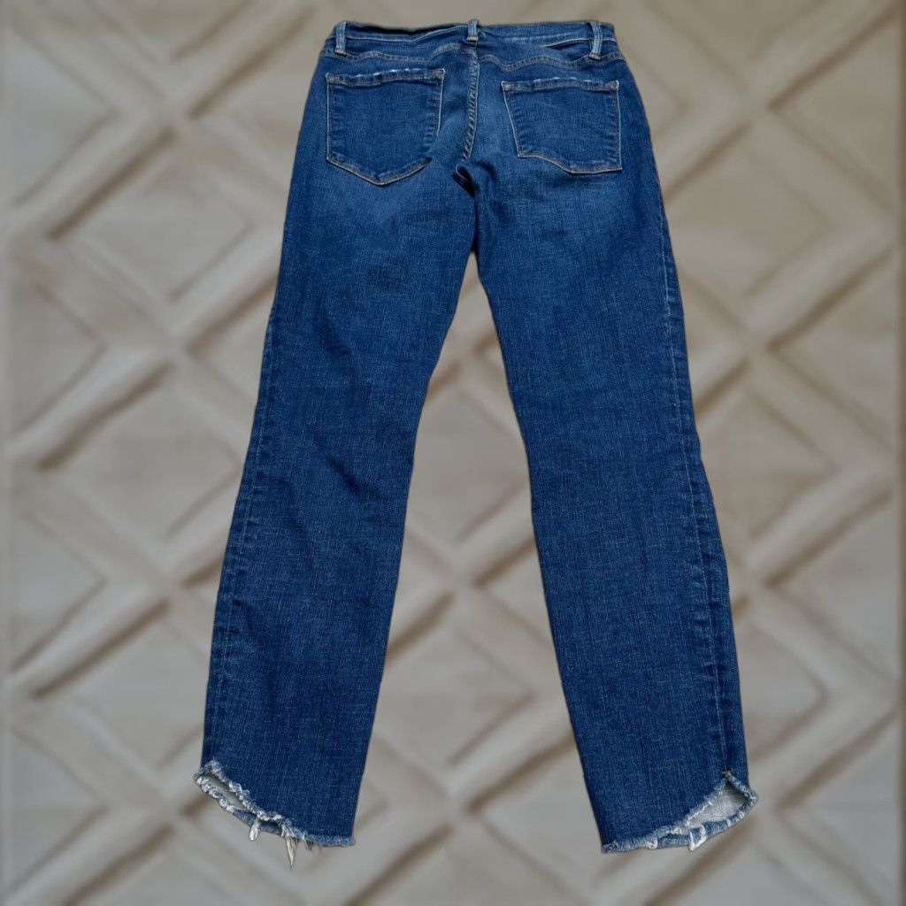 Frame Frame Le Skinny De Jeanne Crop Denim Jeans Womens 27 Work Wash Raw Frayed Hem Size 27" / US 4 / IT 40 - 1 Thumbnail