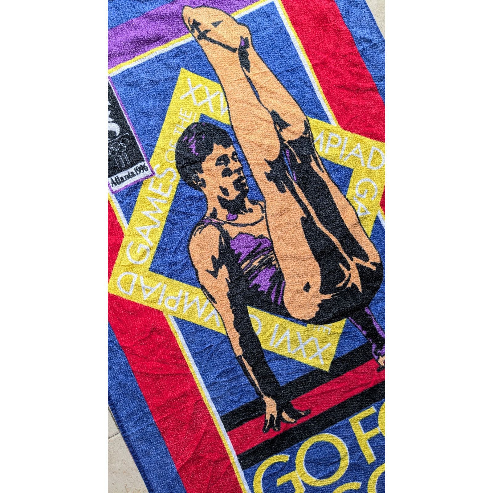 Starter × USA Olympics Atlanta 96 Olympic USA Beach Towel Cap gymnast navy red vtg Size ONE SIZE - 5 Thumbnail