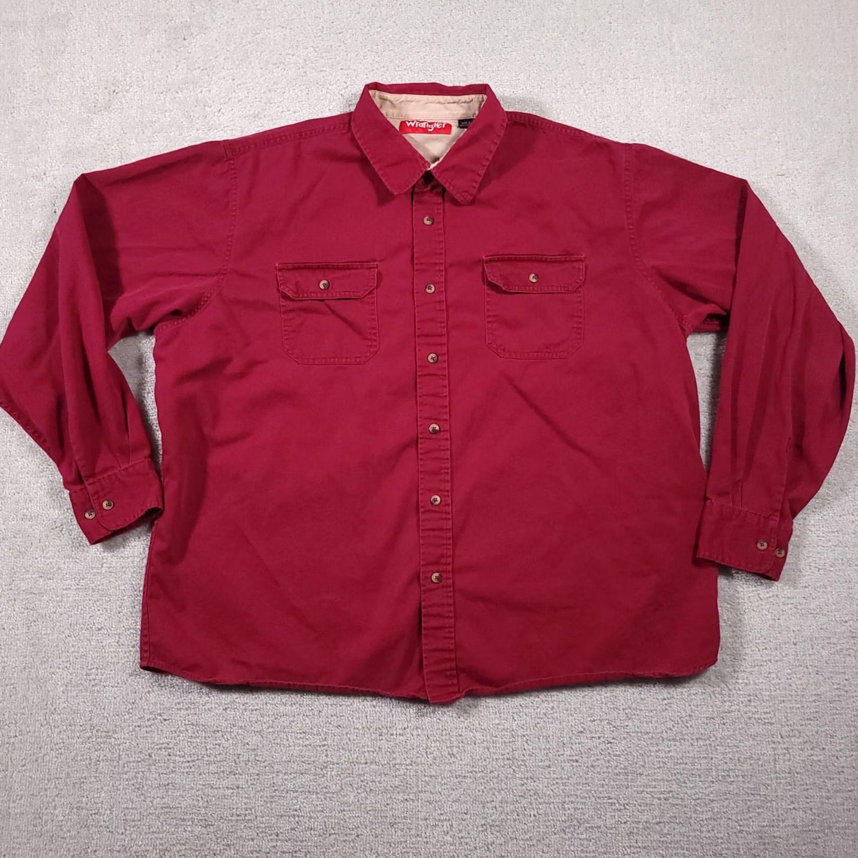 Wrangler Wrangler Button Up Shirt Mens 2XL Red Casual Outdoor Work Wear Pockets Grunge Size US XXL / EU 58 / 5 - 2 Thumbnail