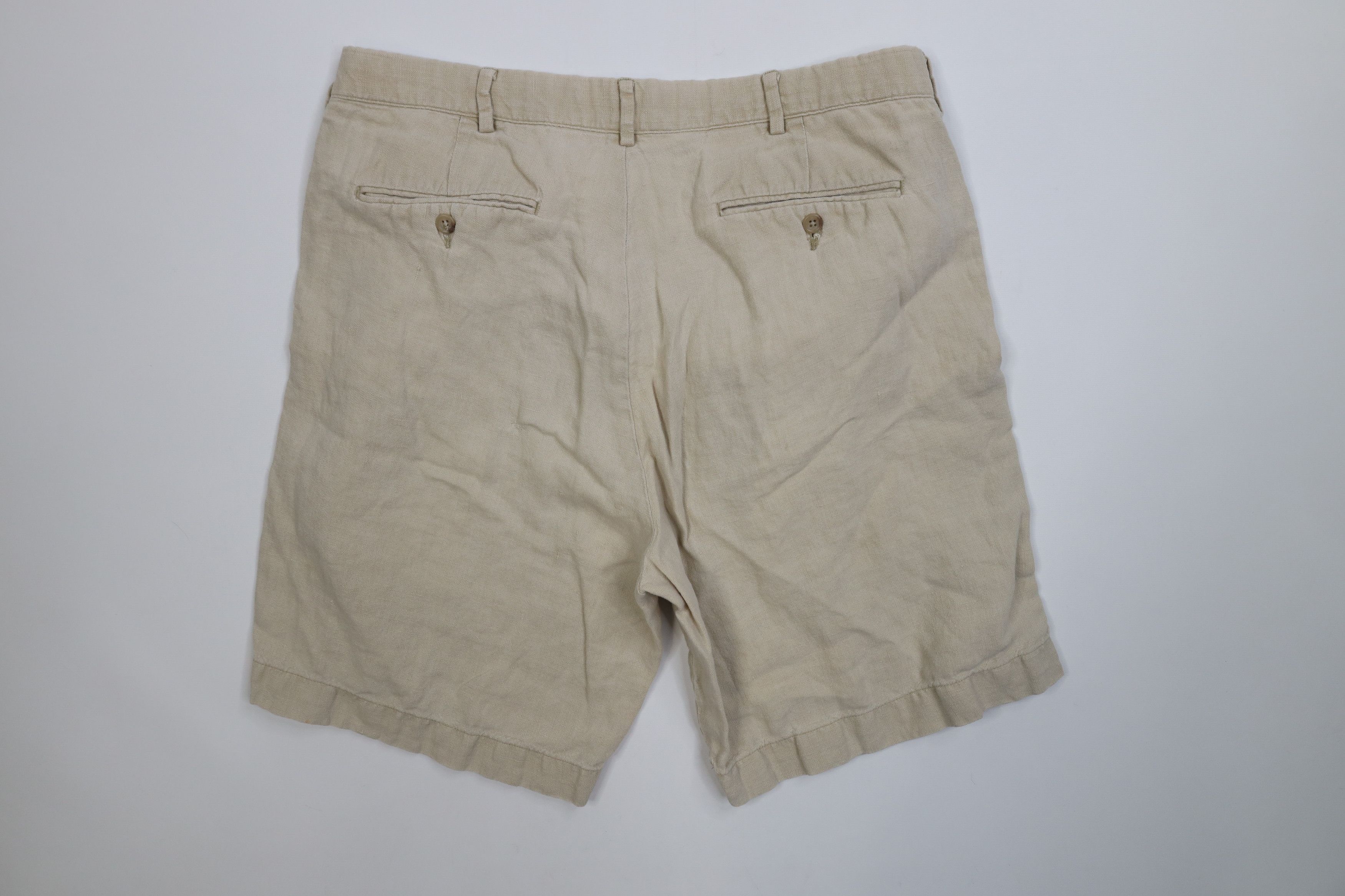 Ralph Lauren Vintage 90s Ralph Lauren Linen Above Knee Chino Shorts Beige Size US 34 / EU 50 - 9 Thumbnail