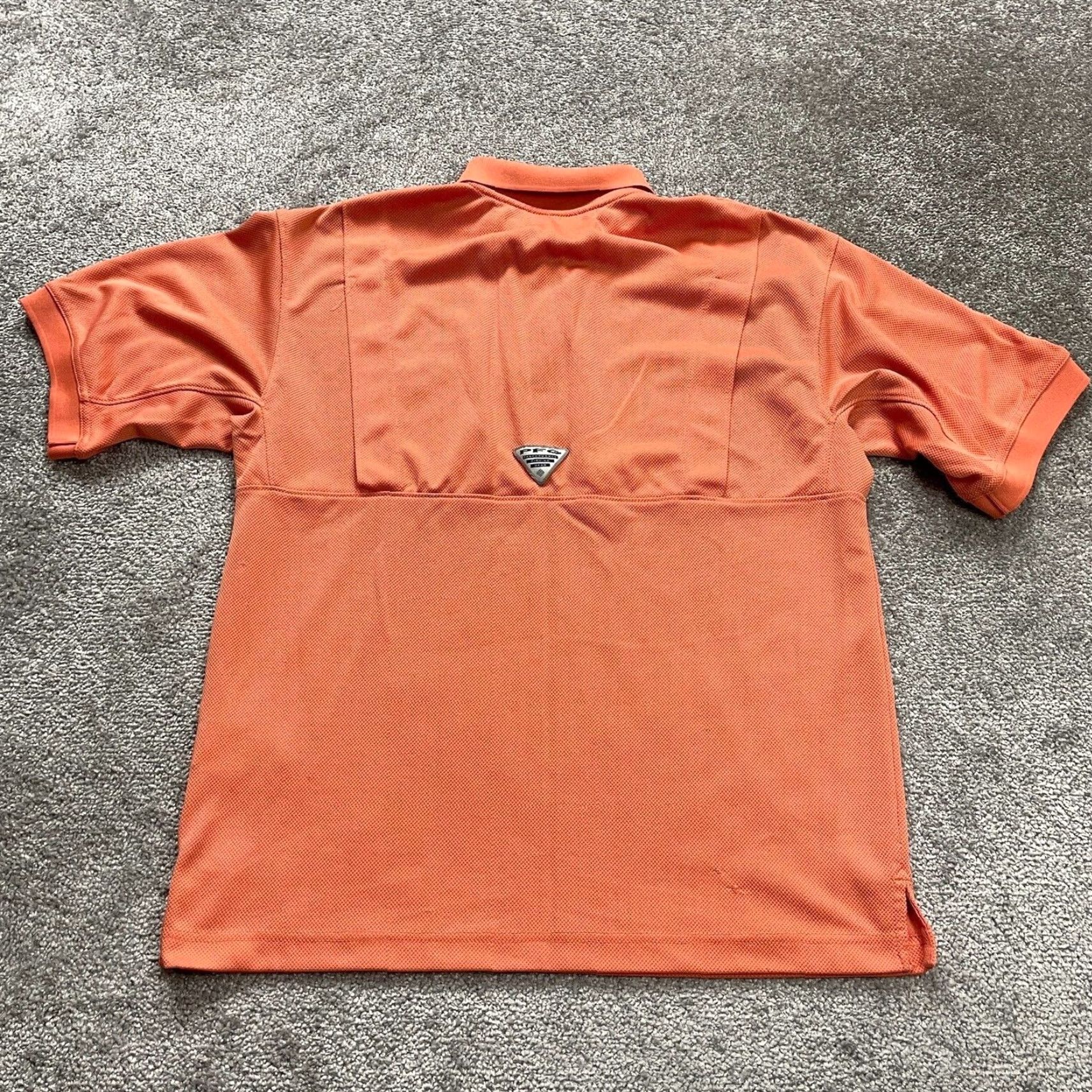Vintage Columbia Polo Shirt Mens Large Orange PFG Omni-Shade Perfect Cast Shirt Short Sleeve Golf Casual Activewear Size US L / EU 52-54 / 3 - 2 Thumbnail