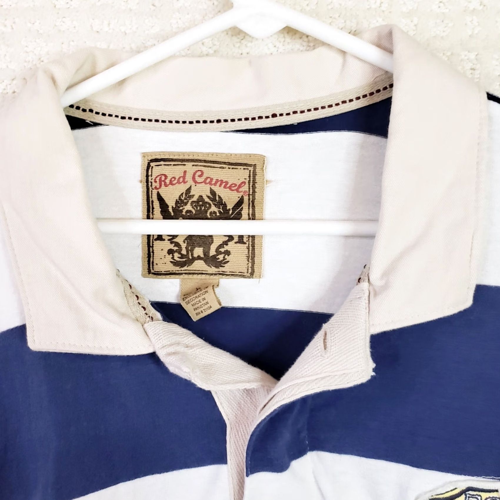 Ralph Lauren Lauren Ralph Lauren Red Camel Mens XL White & Blue Stripe Long Sleeve Rugby Shirt Logo Shirt Wool? (Not Wool) Size US XL / EU 56 / 4 - 5 Thumbnail