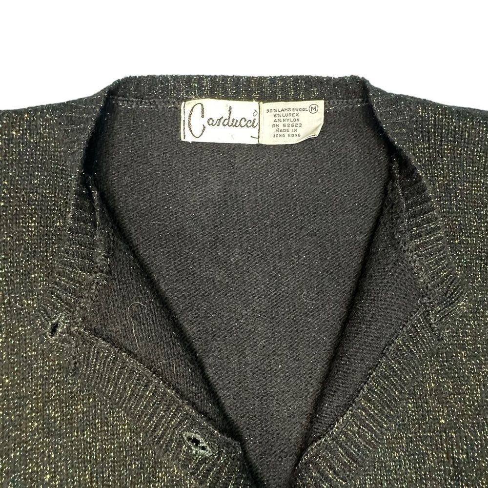 Vintage Vintage 80s Carducci Black Lambswool cardigan with gold and Size M / US 6-8 / IT 42-44 - 5 Thumbnail