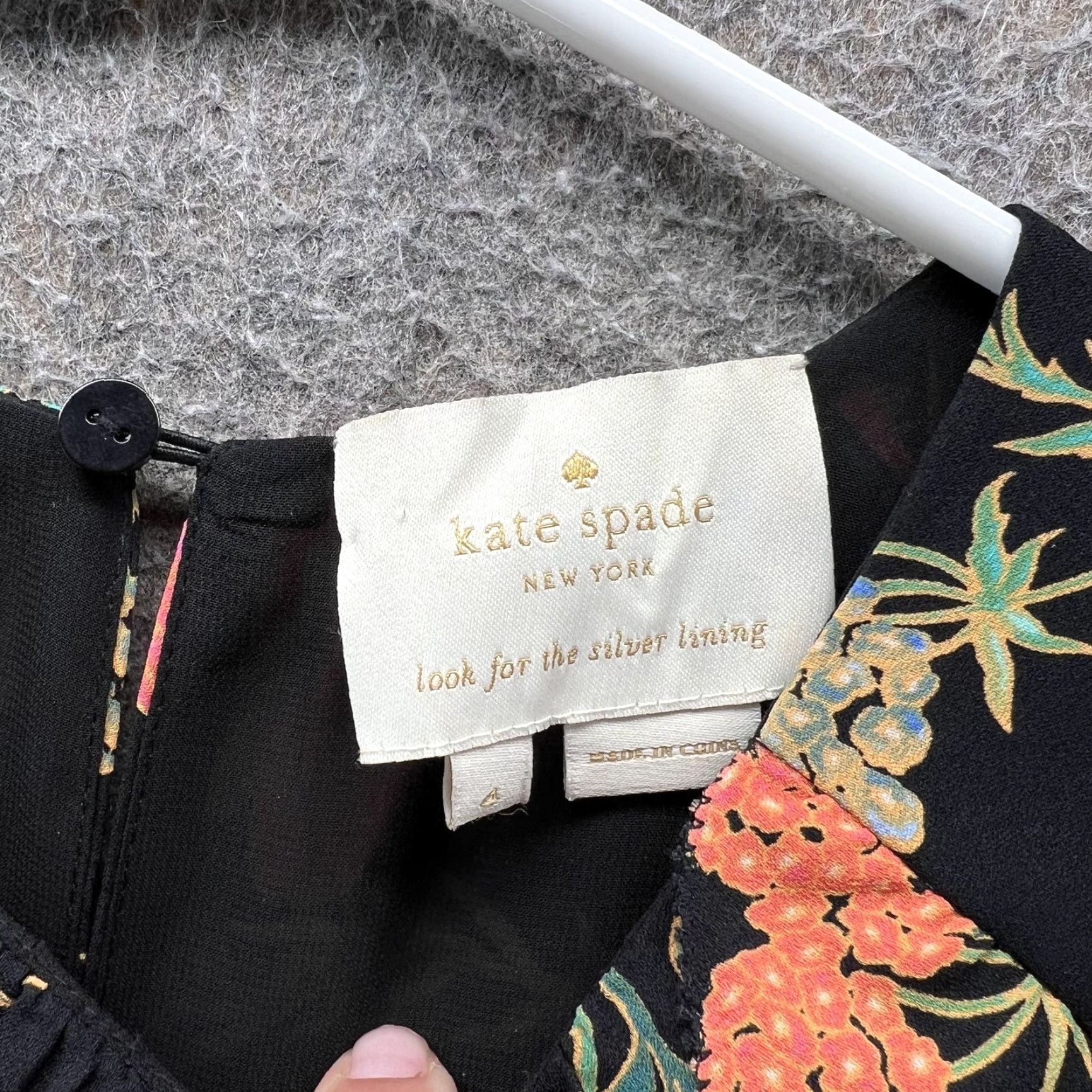 Vintage VINTAGE Kate Spade Dress Womens 4 Black Floral Fit & Flare Cold Shoulder Ruffle Mini Size S / US 4 / IT 40 - 6 Thumbnail