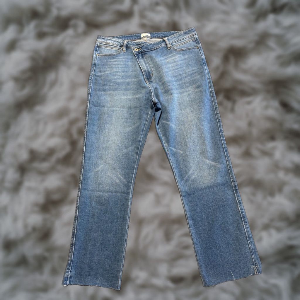 Vintage Kancan Jeans Women 16W Blue Denim Straight Raw Hem Stretch 16 Regular Size 16W Women's Jeans Denim Stretch Straight Blue 16W Women Size 38" / US 16 / IT 52 - 1 Thumbnail