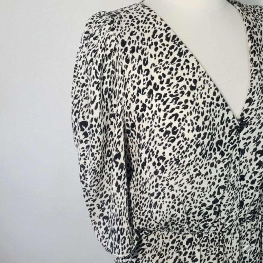 Zara Zara Size M/L Dress Leopard Print Elastic Waist Puff Shoulde Size L / US 10 / IT 46 - 6 Thumbnail