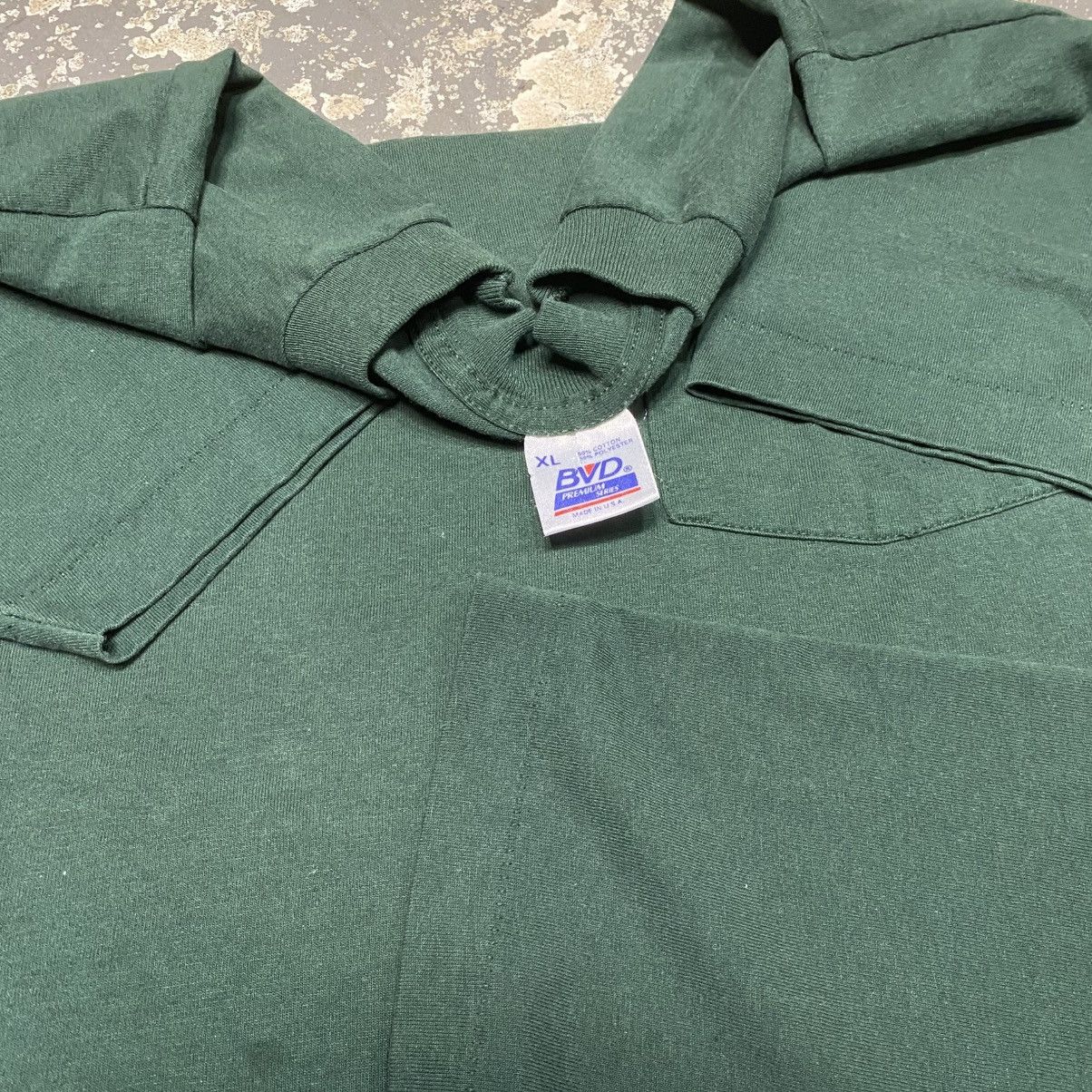 Vintage Vintage BVD Blank Green Single Stitch Pocket Tshirt Size US XL / EU 56 / 4 - 5 Thumbnail