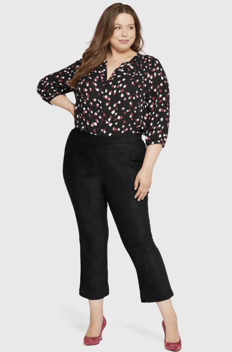 NYDJ NYDJ Ankle Slim Bootcut Faux Suede Pants Black ( 16W ) Size 38" / US 16 / IT 52 - 1 Thumbnail
