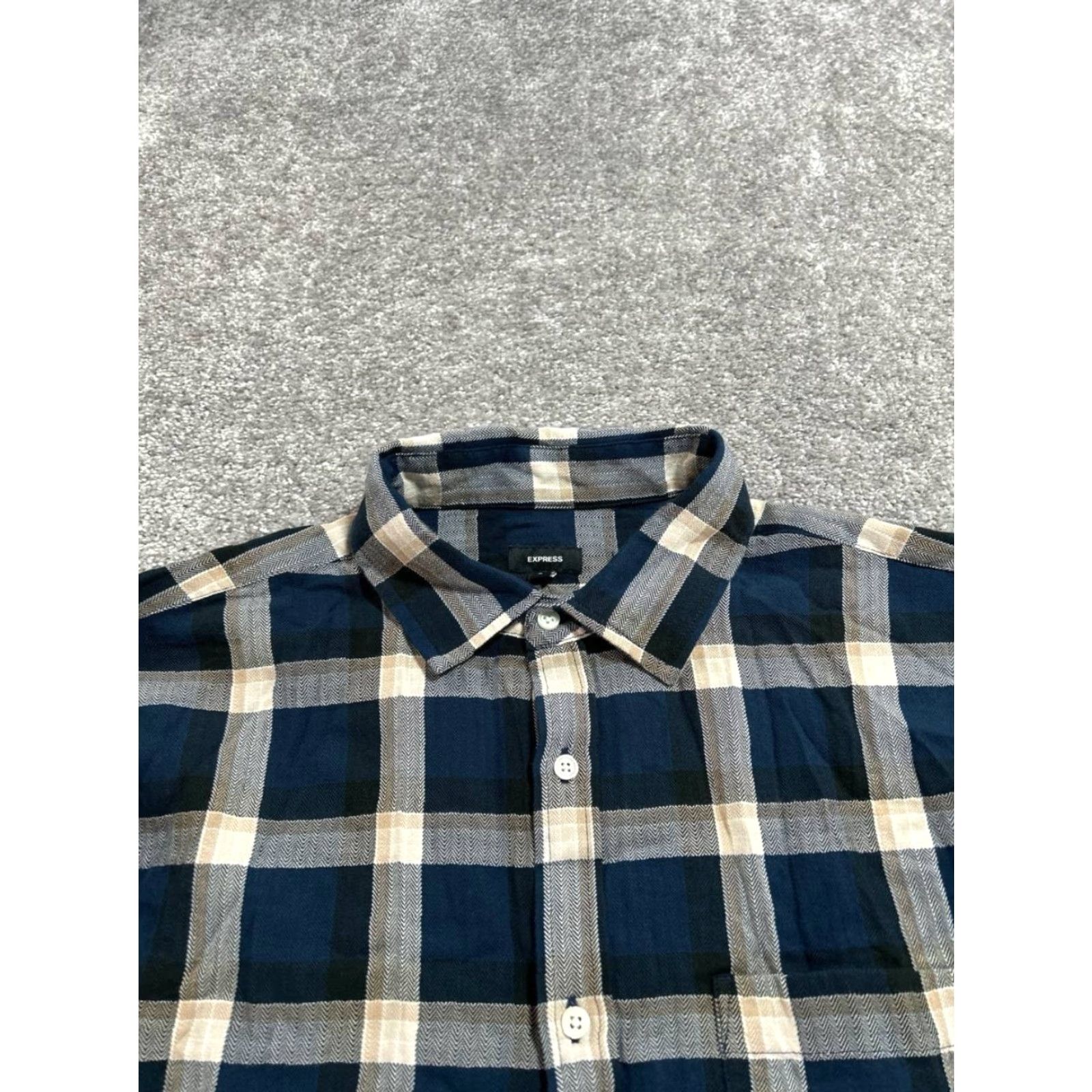 Express Express Shirt Mens XL Plaid Button-Up Cotton Spandex Pocket Multicolor Size US XL / EU 56 / 4 - 3 Thumbnail