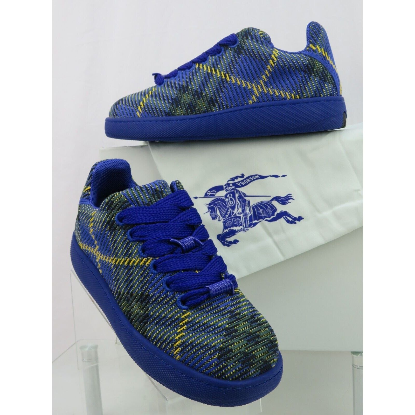 Burberry BURBERRY BOX NAVY BLUE CHECK CANVAS LOGO SNEAKERS 9 US 42 Size US 9 / EU 42 - 1 Thumbnail
