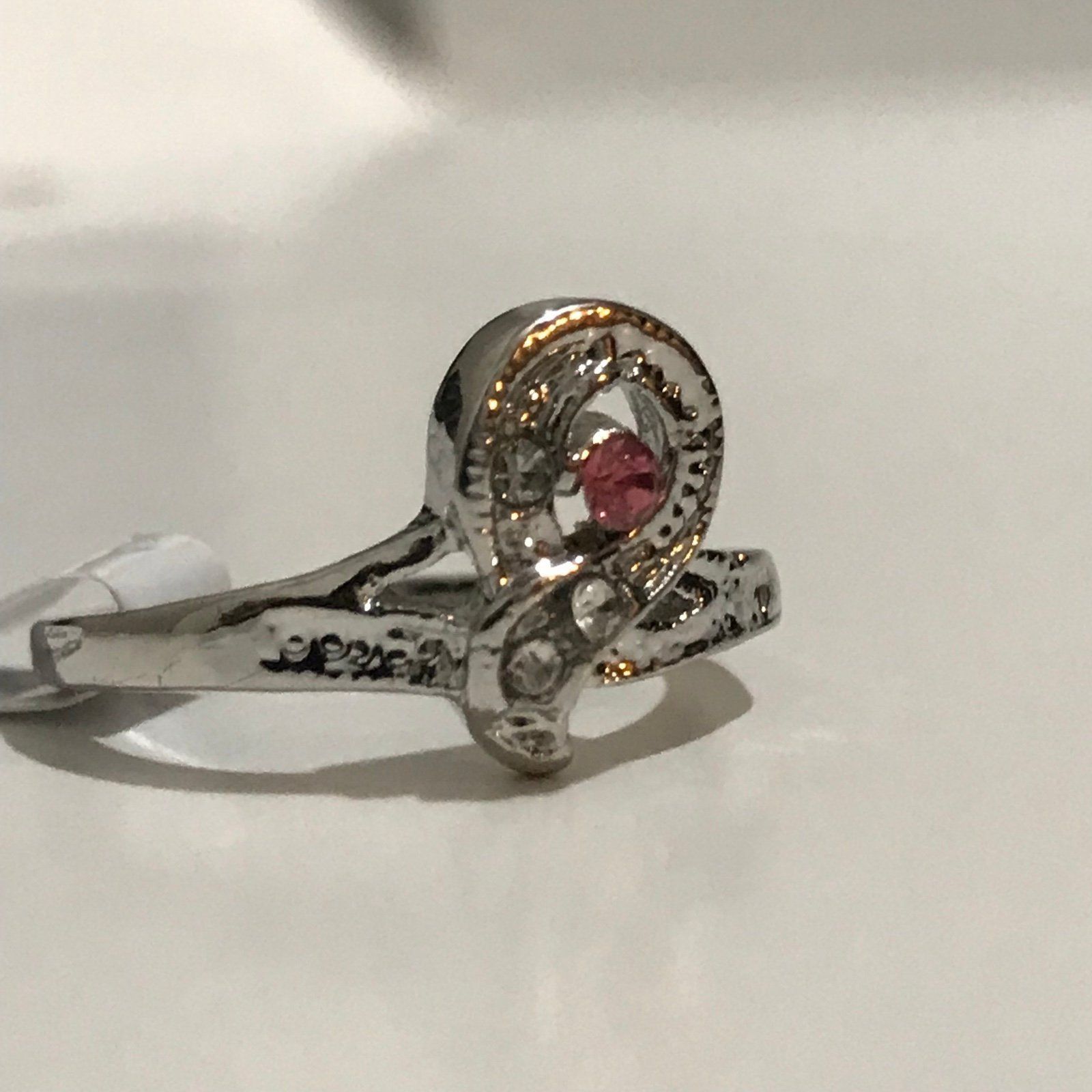 Other Pink Rhinestone Ring With Silver Tone Ring Size 10 Size ONE SIZE - 1 Thumbnail