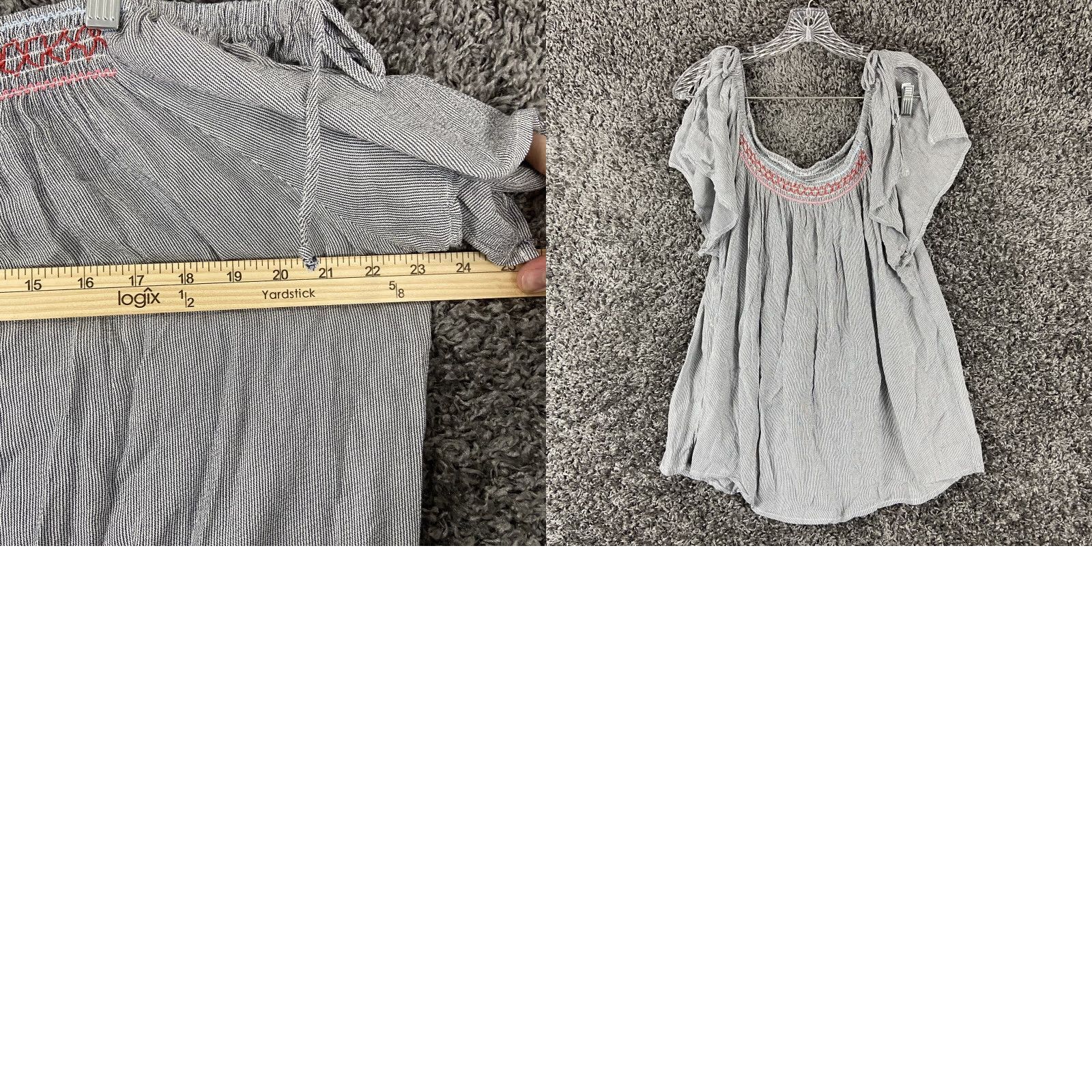 Vintage Maurices Shirt Women 2XL Off-Shoulder Bohemian Pink Embroidered Striped Blue Pattern Size XXL / US 16-18 / IT 52-54 - 8 Thumbnail