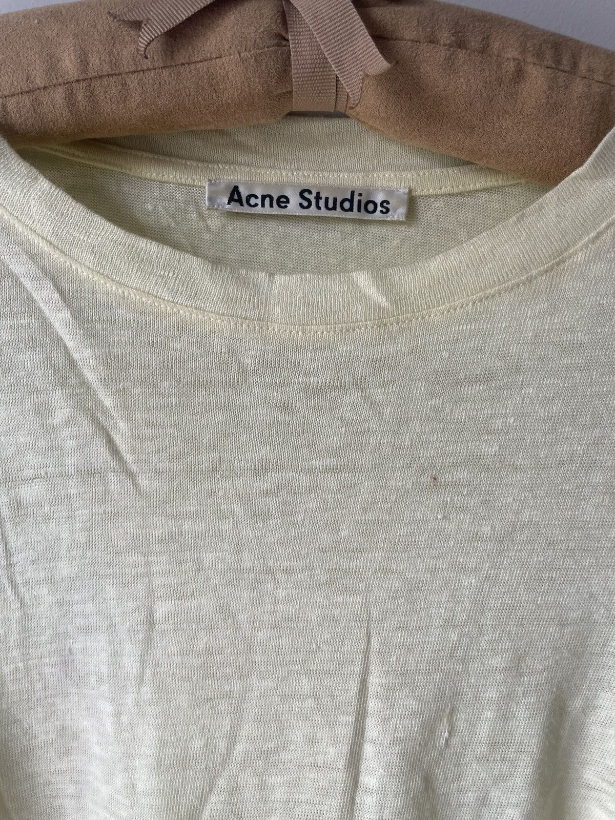 Acne Studios Yellow Linen Long Sleeve Sweater Top Size M / US 6-8 / IT 42-44 - 3 Thumbnail