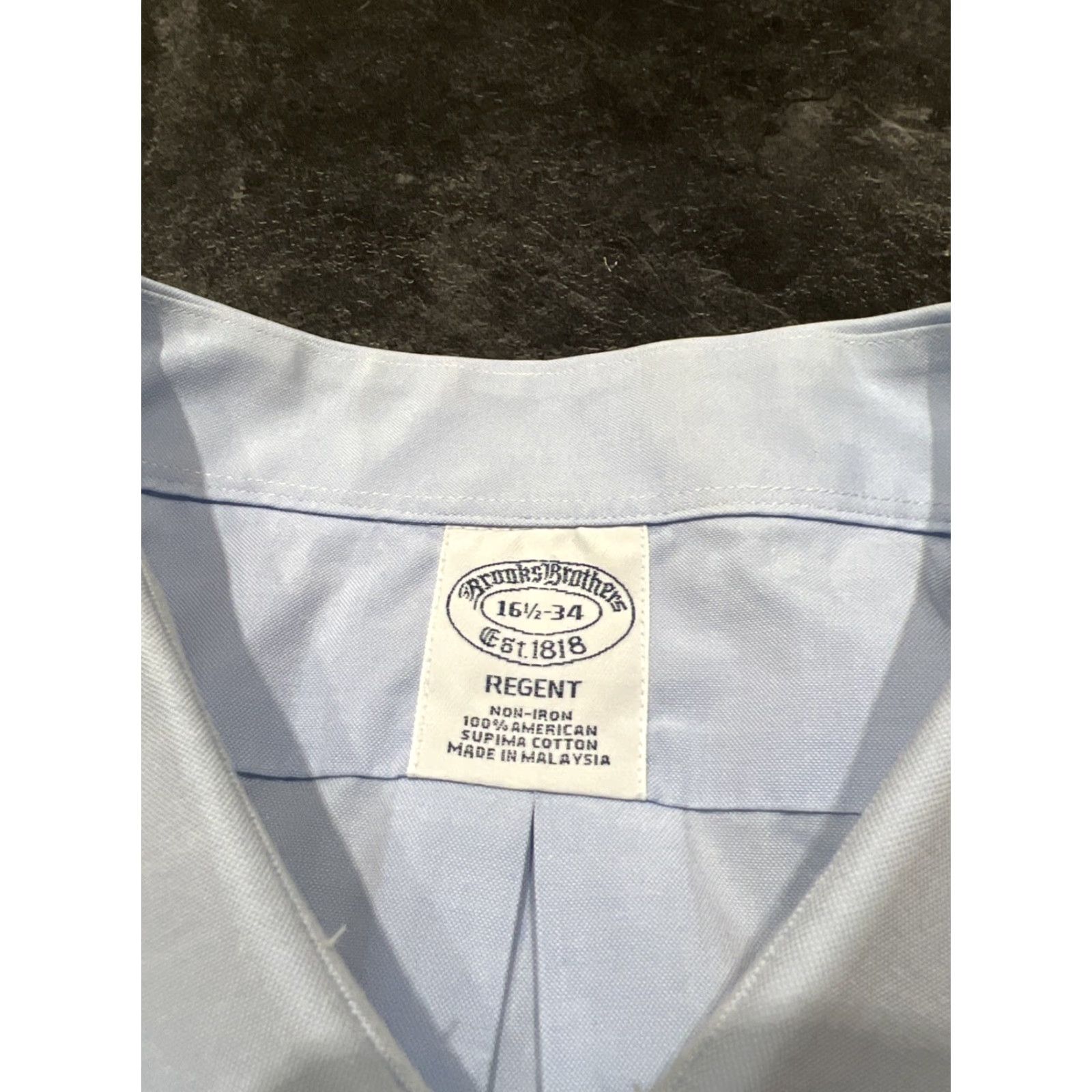 Brooks Brothers Brooks Brothers Dress Shirt Regent Fit 16.5 34 Blue Non-Iron Cotton Shirt Mens Regular Collar Spread Long Sleeve Size 46R - 7 Thumbnail