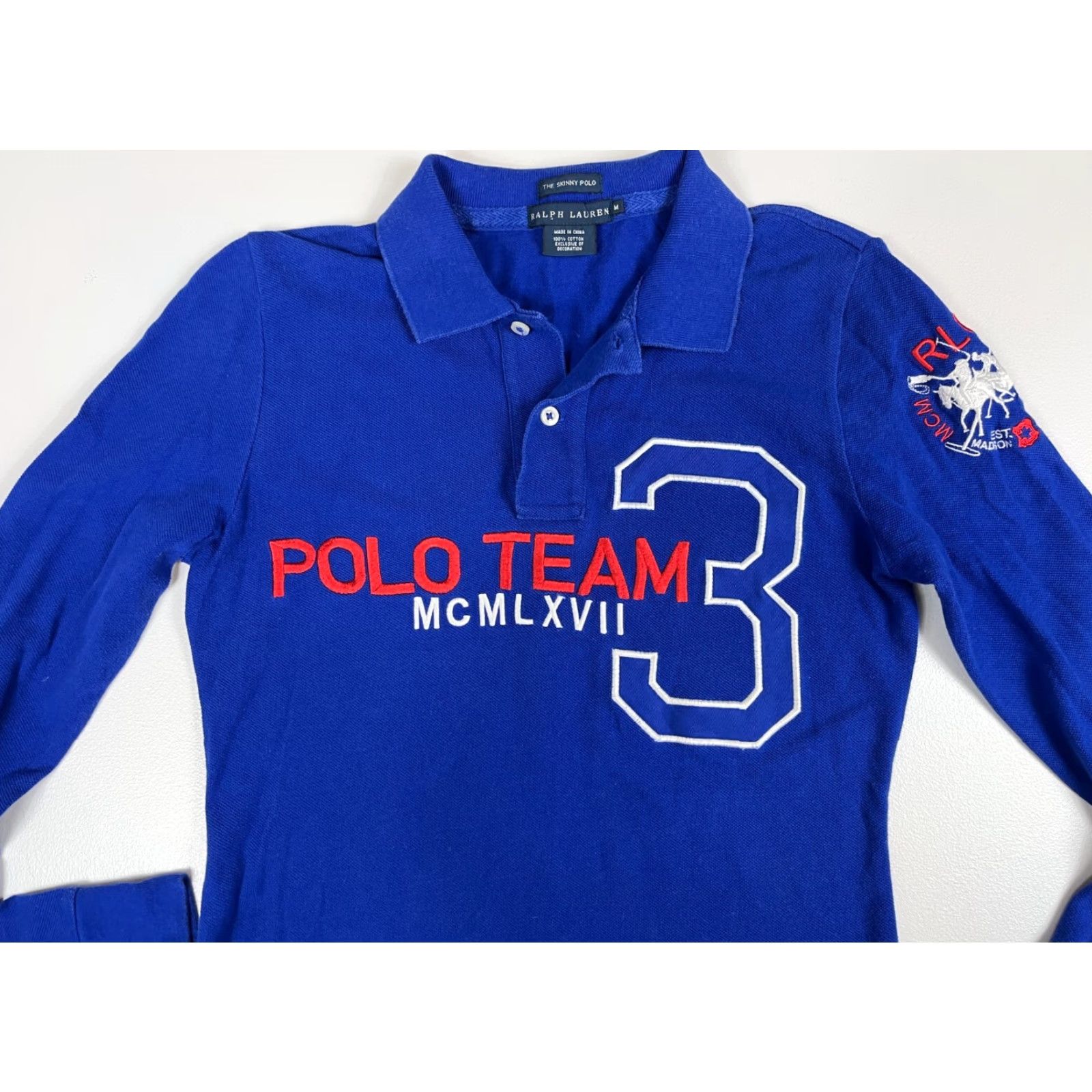 Ralph Lauren Ralph Lauren Women's The Skinny Polo Shirt Long Sleeve Embroidered Sz M Blue Polo Regular Women’s XS? Size M / US 6-8 / IT 42-44 - 5 Thumbnail