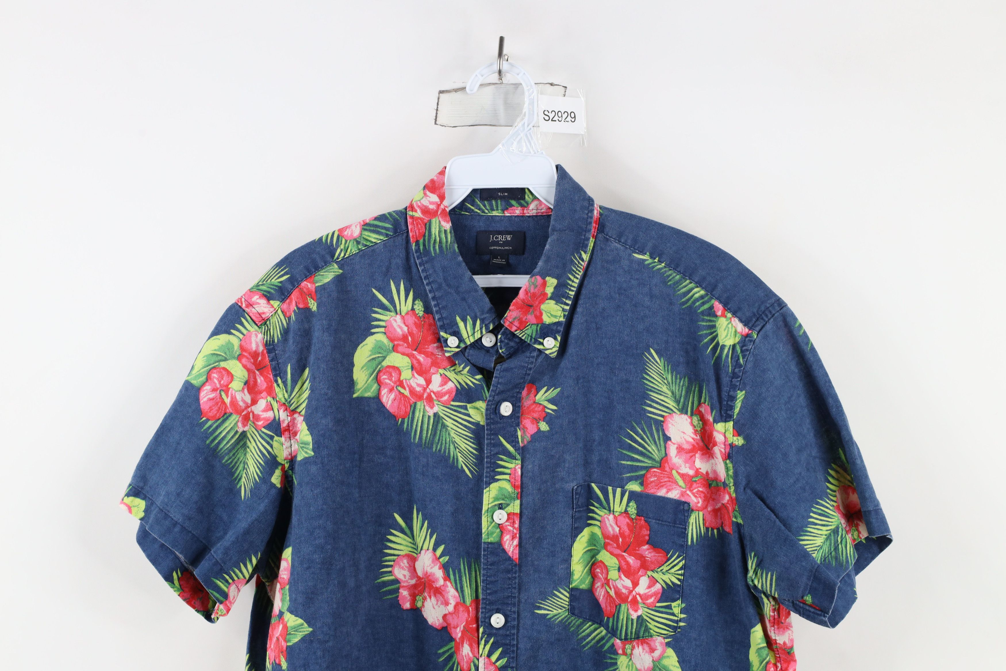 J.Crew × Vintage J Crew Faded Linen Blend Flower Hawaiian Button Down Shirt Size US L / EU 52-54 / 3 - 2 Thumbnail