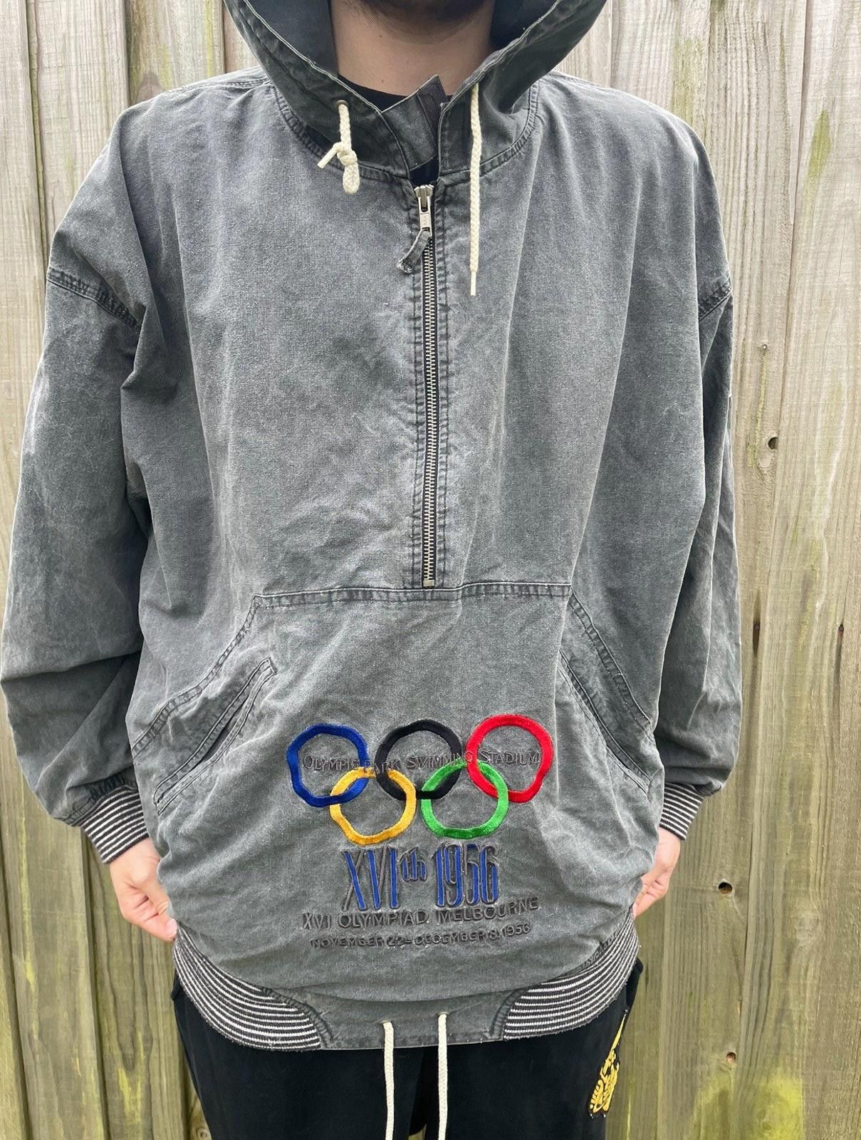 Adidas Vintage 80s Adidas Olympic Centennial 1956 Grey Jacket XL Size US XL / EU 56 / 4 - 1 Thumbnail